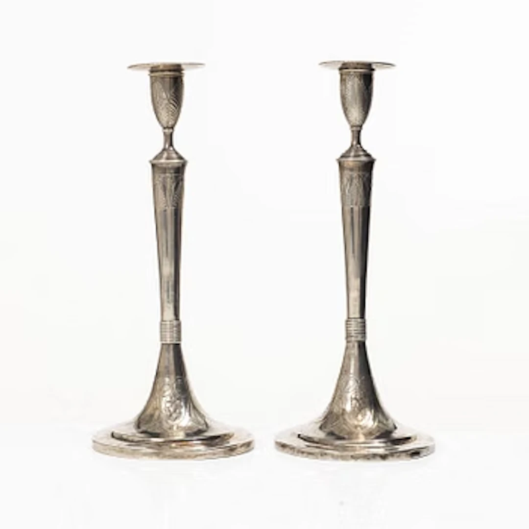 Candlesticks, a pair, silver, Prague, 1817.
