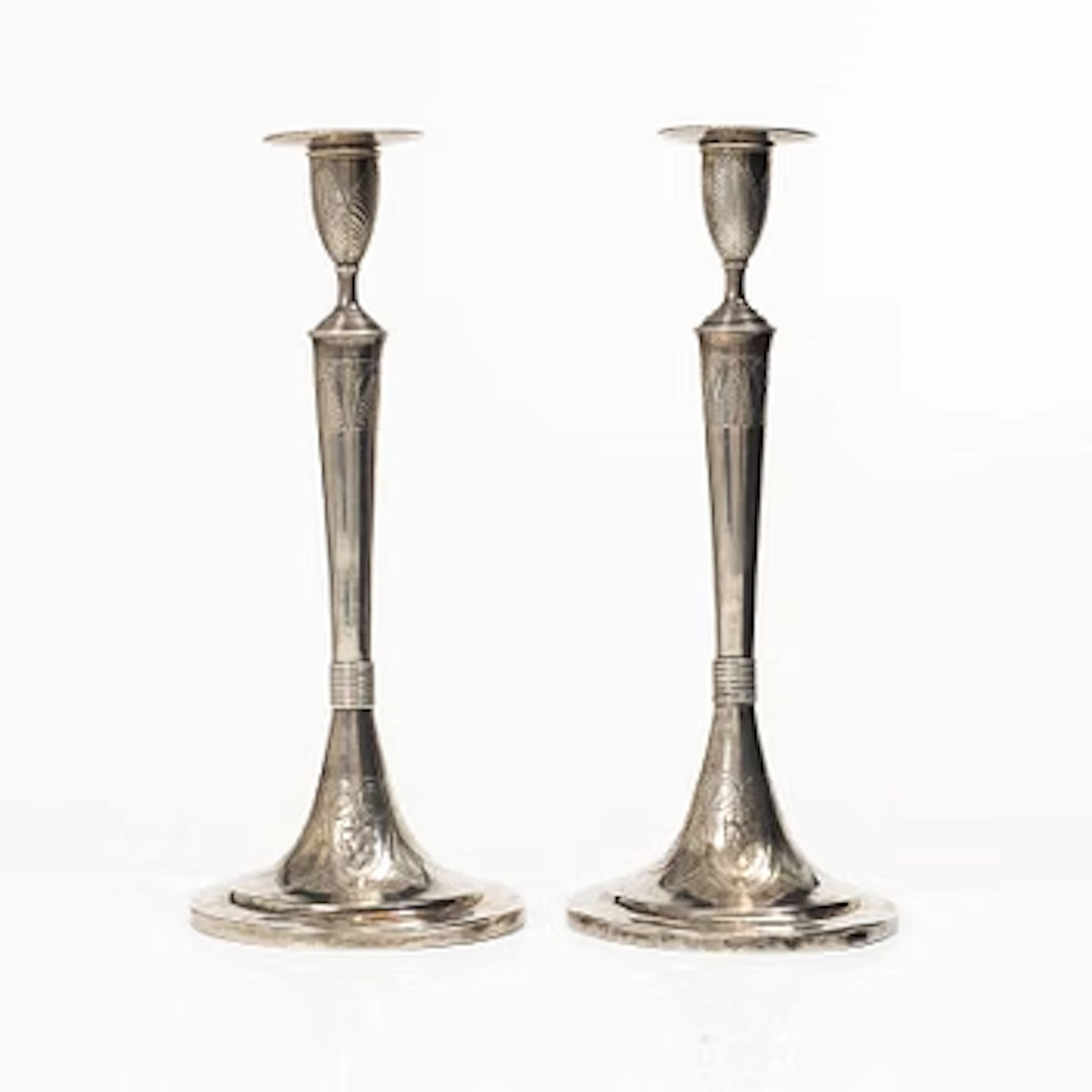 Candlesticks, a pair, silver, Prague, 1817.