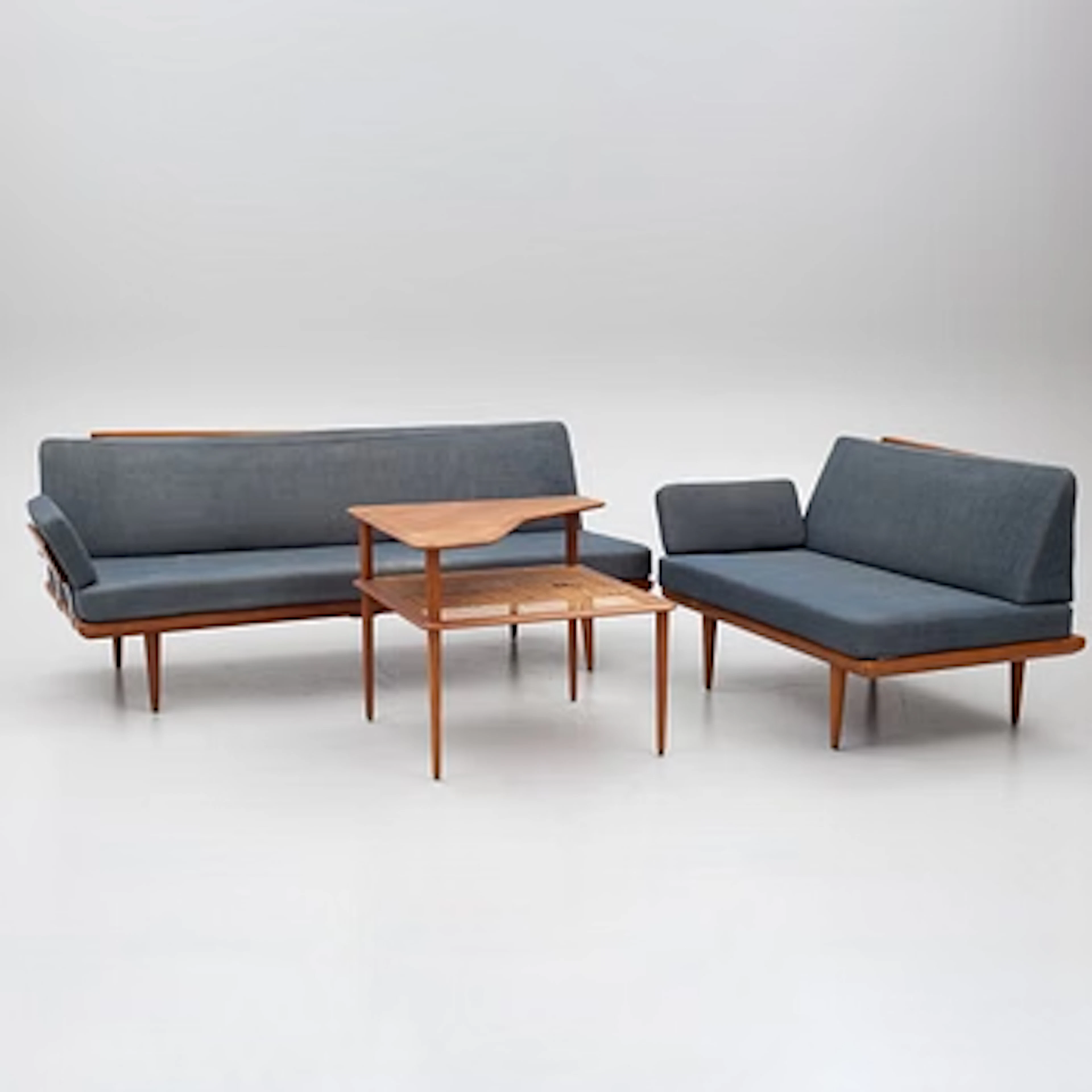 Peter Hvidt & Orla Mølgaard Nielsen, a corner sofa with table, three
