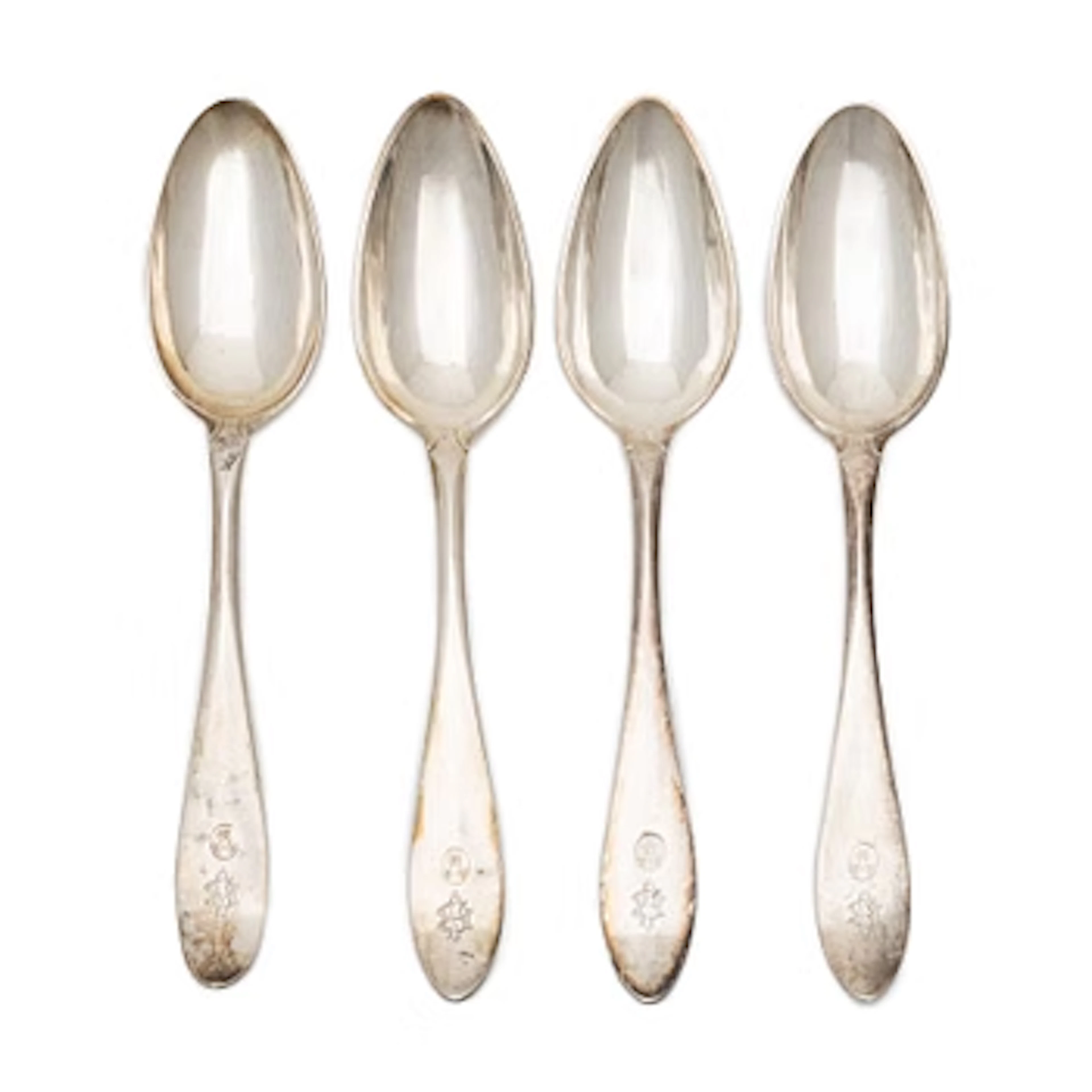 Four Swedish silver tablespoons, Gothenburg, 1796–1829.