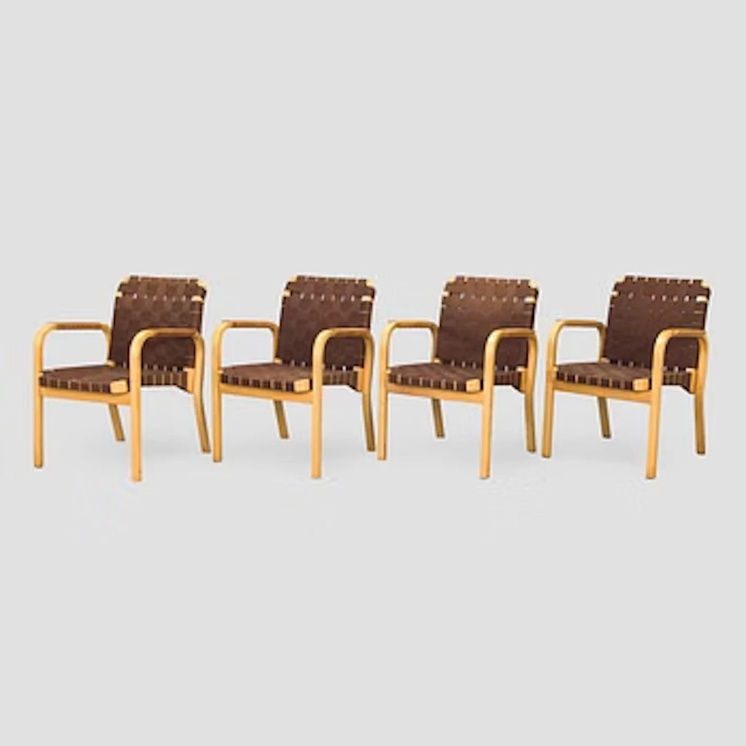 Alvar Aalto, A set of four armchairs, , model 45, Artek, Finland
