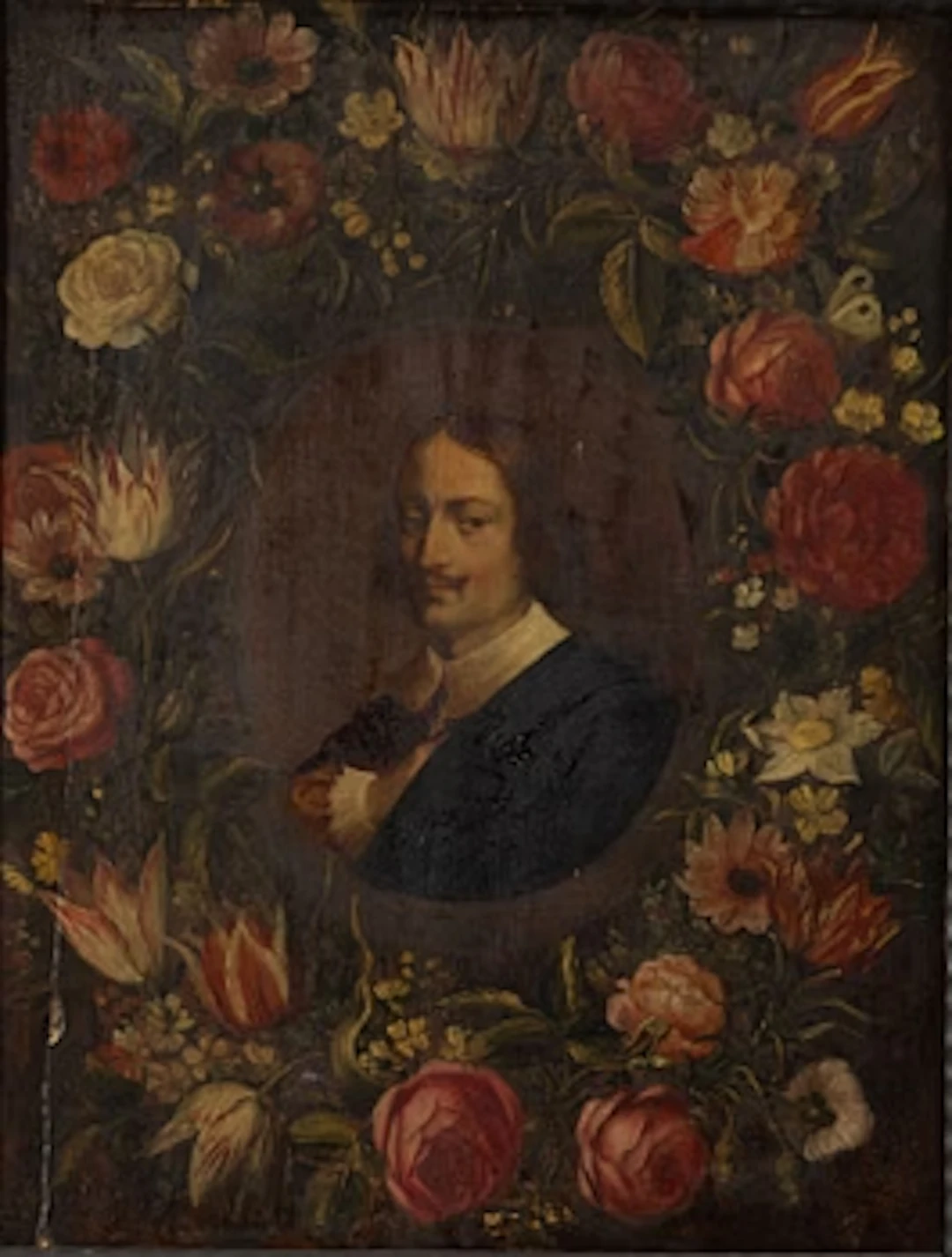 Jean Baptiste Morel, circle of, Portrait of a Man with a Floral Wreath.