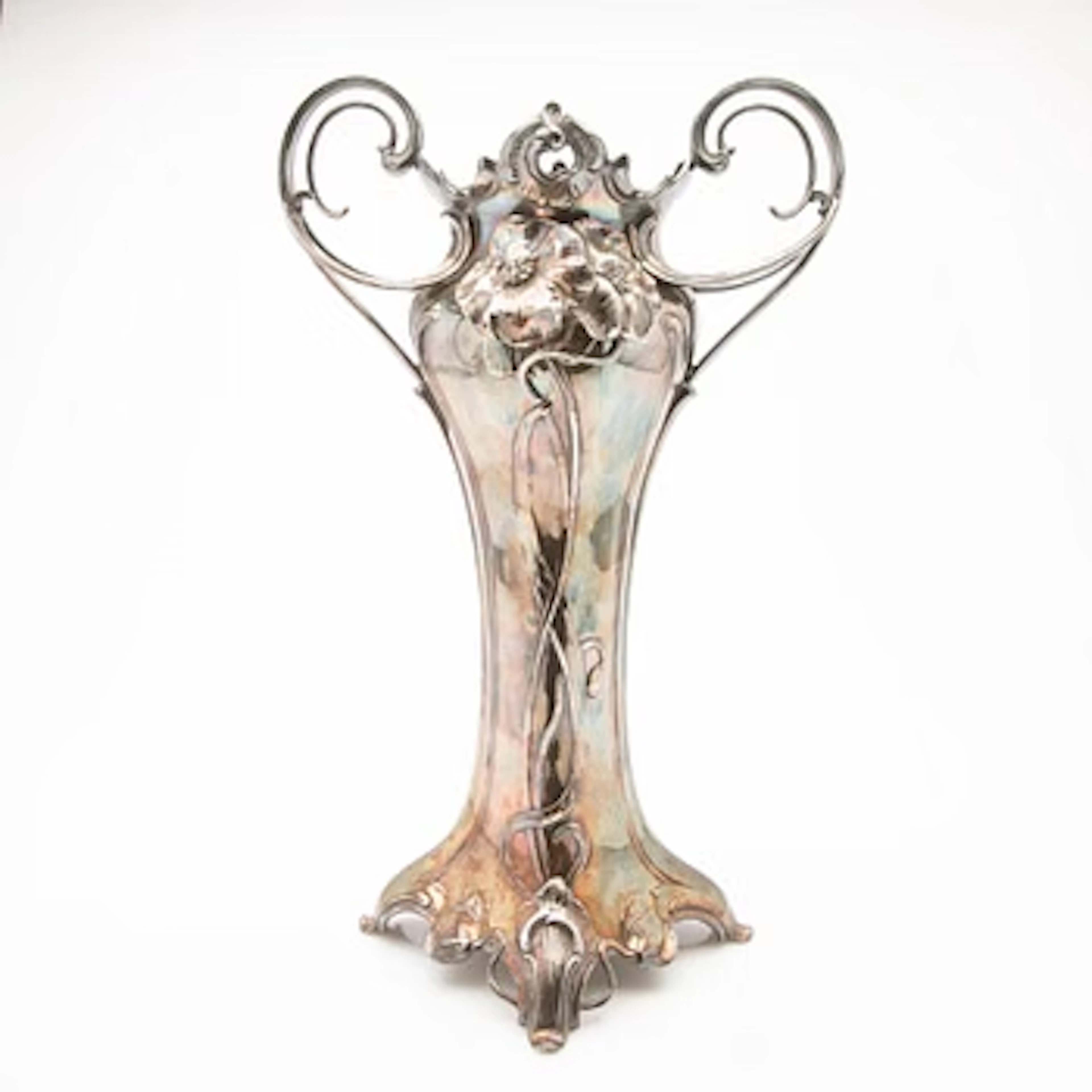 Württembergische Metallwarenfabrik (WMF), Art Nouveau vase, early 20th century.