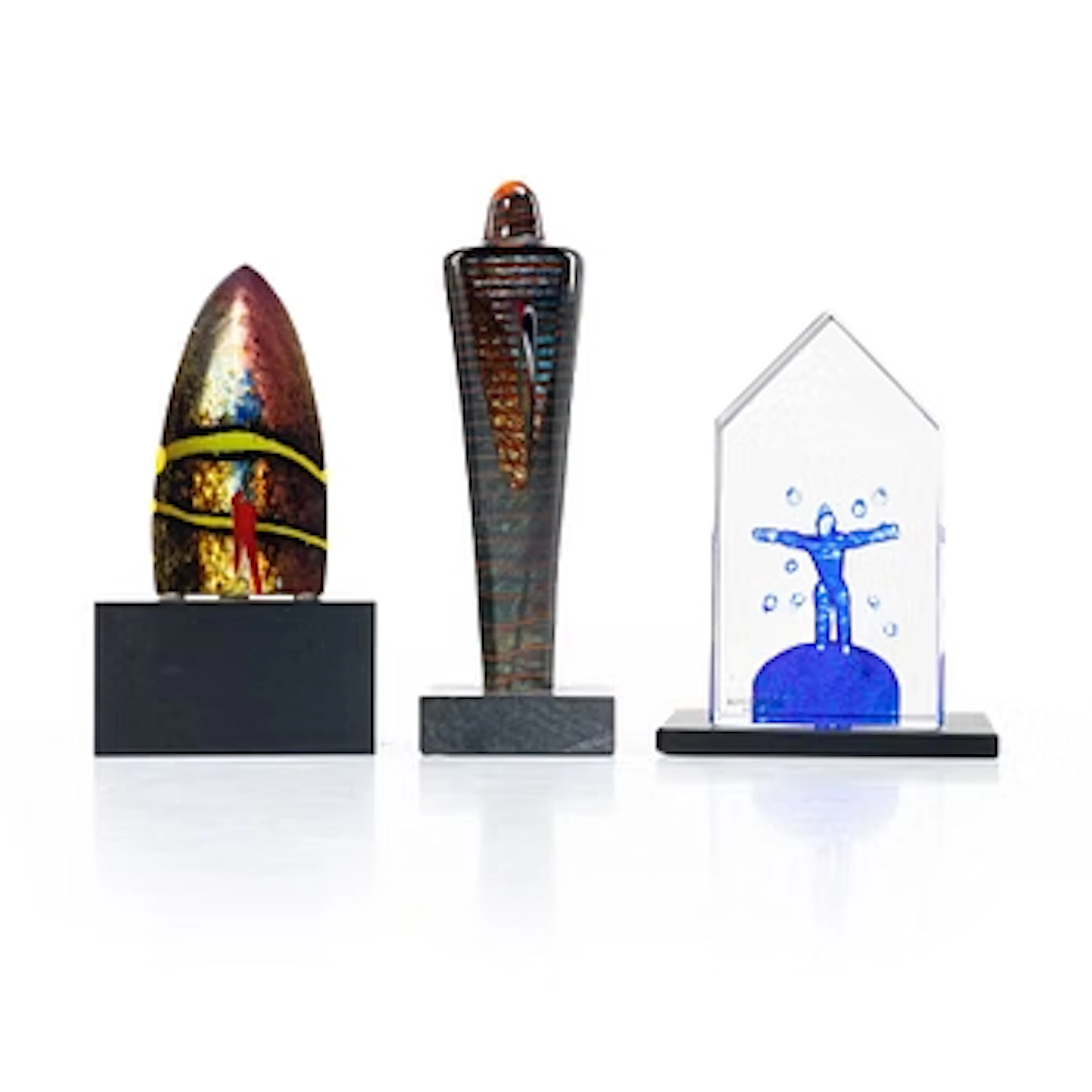 Bertil Vallien, Three glass objects, Kosta Boda.