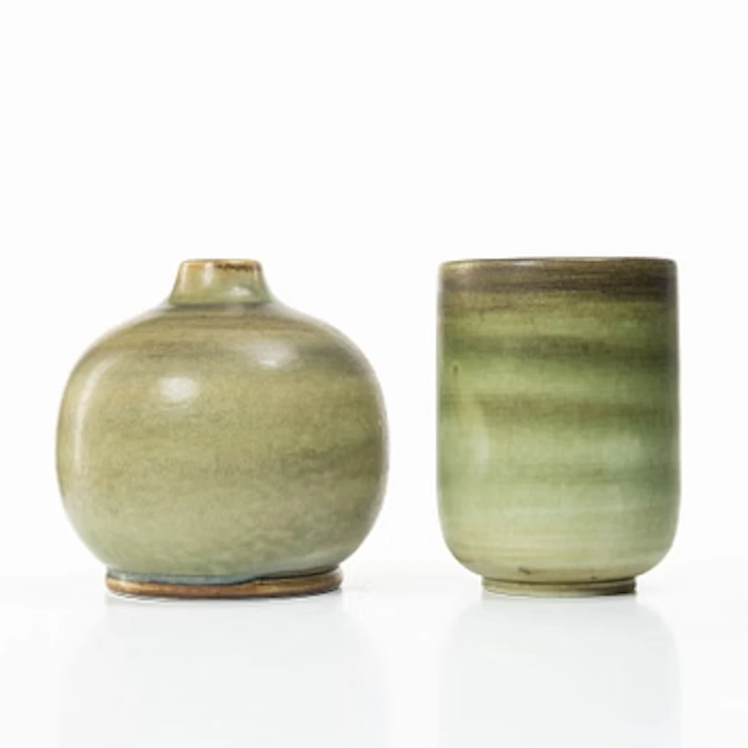 Gertrud Lönegren, a set of two stoneware vases, Rörstrand, 1936-1941.