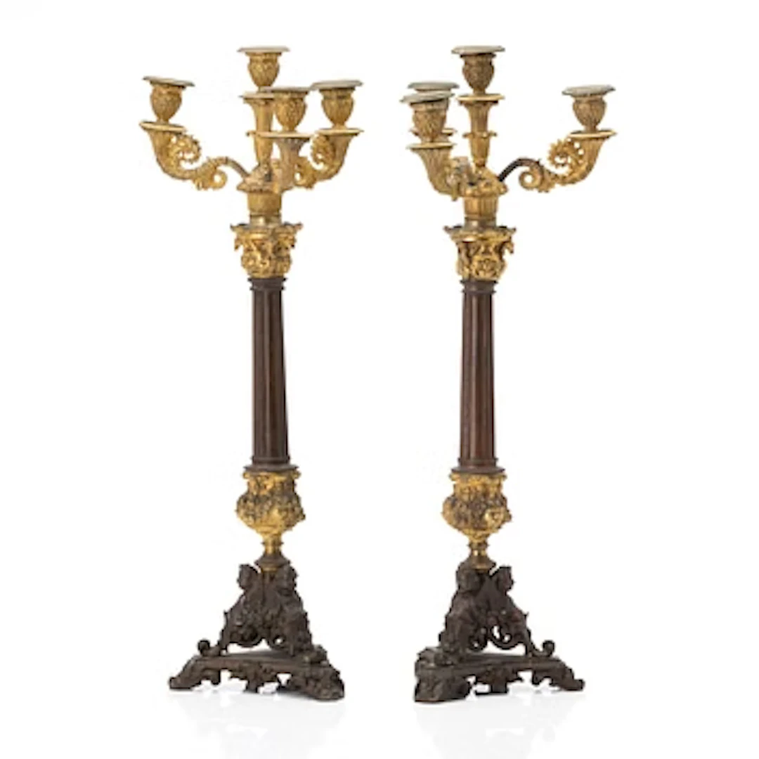 A pair of late Empire candelabra, 19th century.