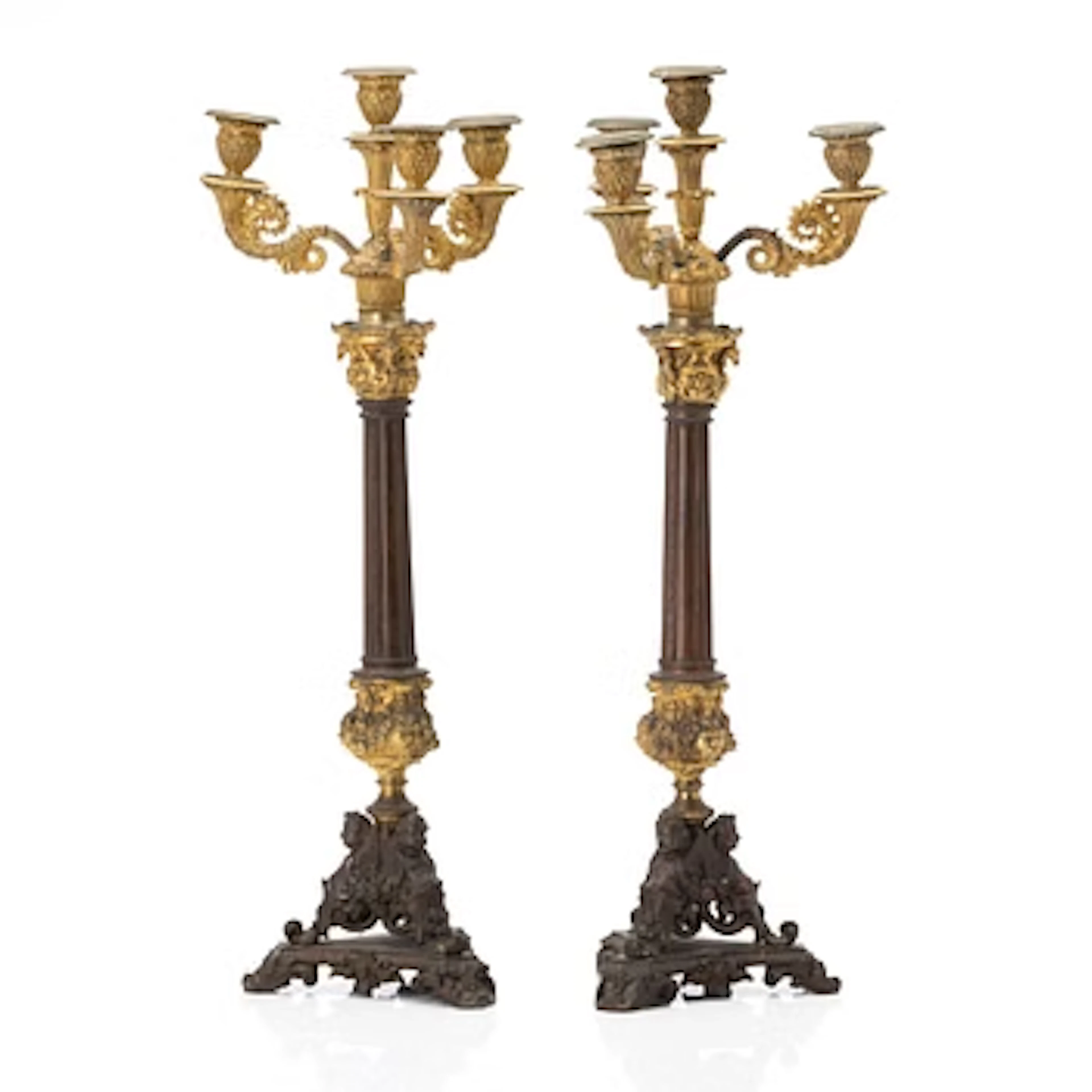 A pair of late Empire candelabra, 19th century.