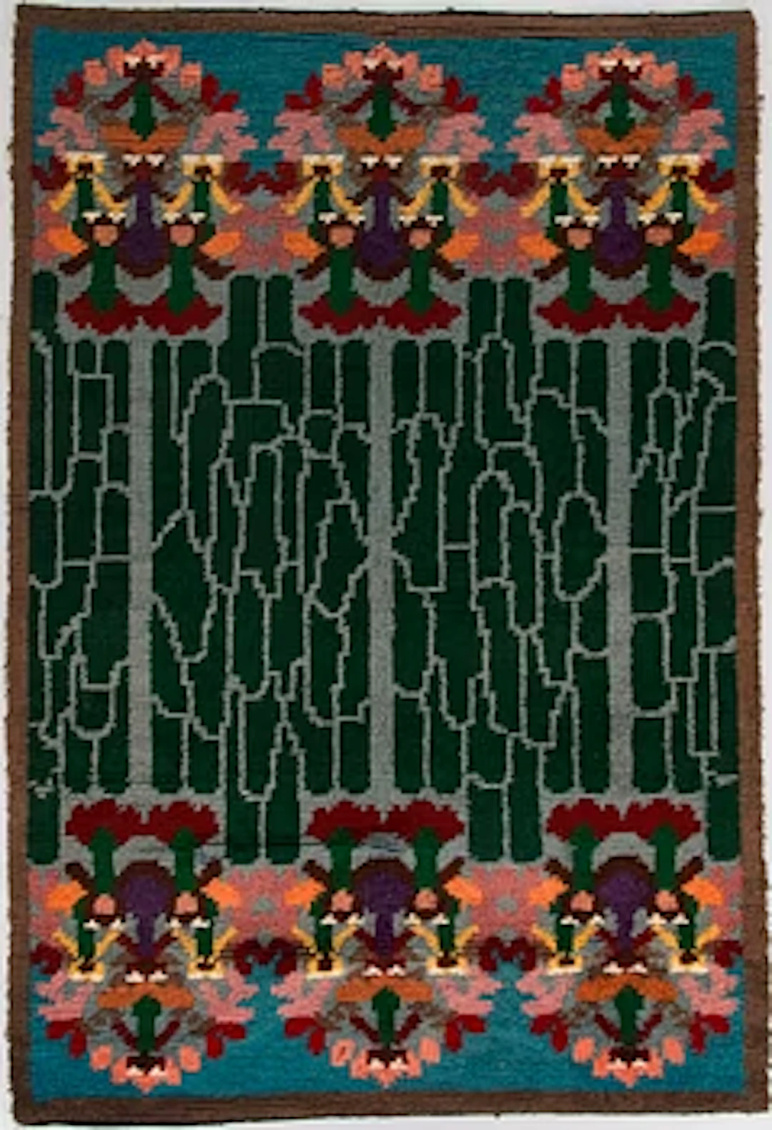 Maria Schwartzberg, a Finnish long-pile ryijy rug, model for Friends