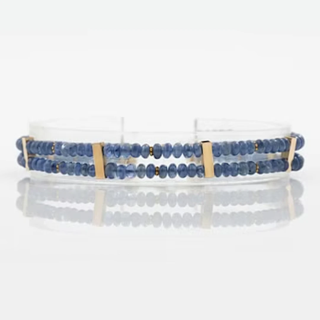 Armband, 14K guld med två rader med safirer