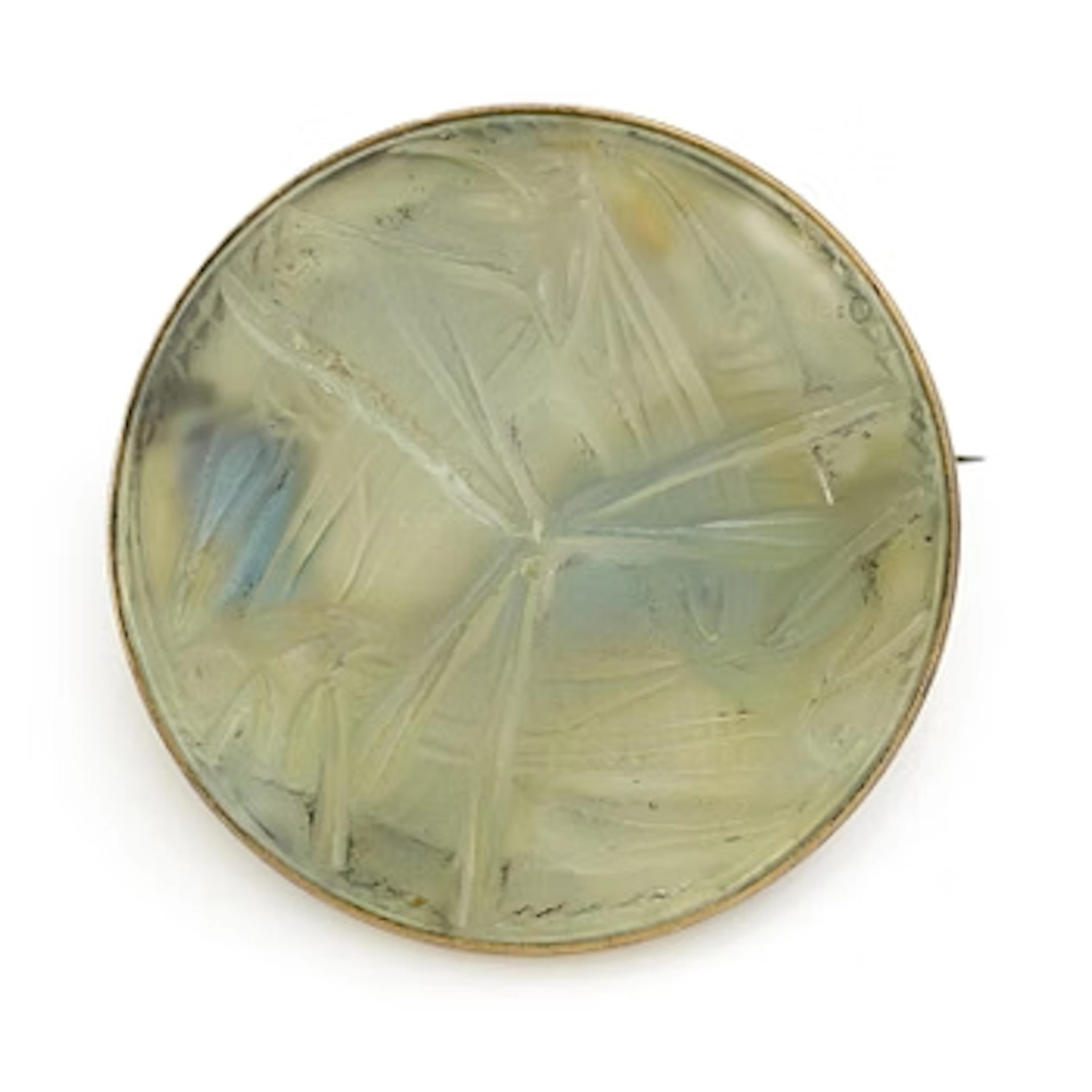 René Lalique, a brooch, glass, with a motif of crickets.