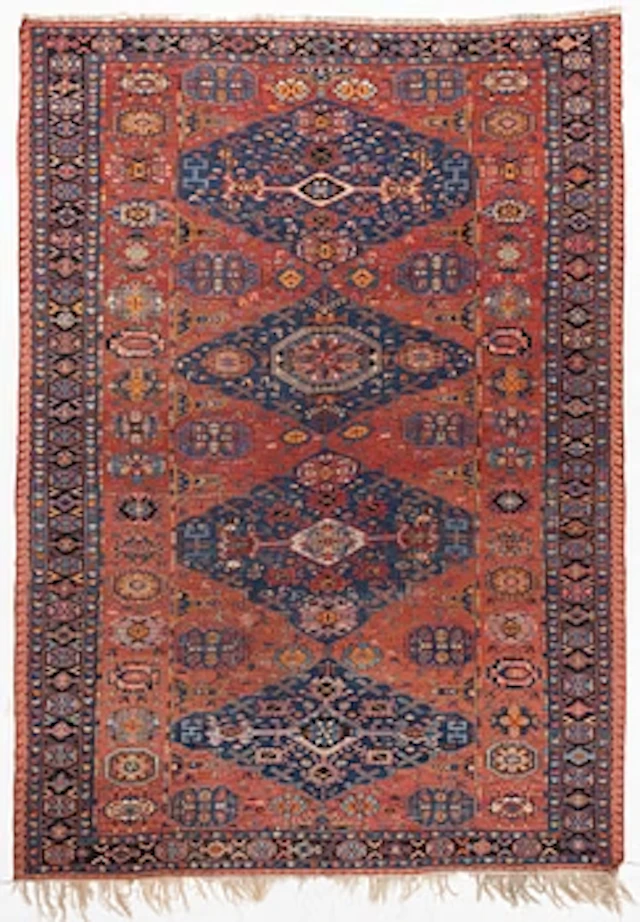 An antique Soumak carpet, East Caucasus c. 368 x 262 cm.