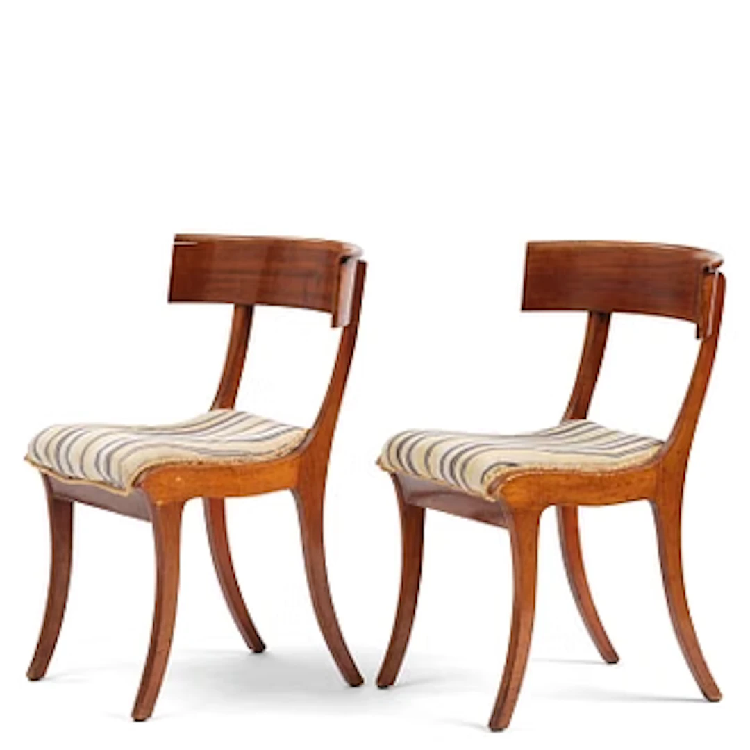 A pair of Danish mahogany 'Klismos' chairs, early 19th century.