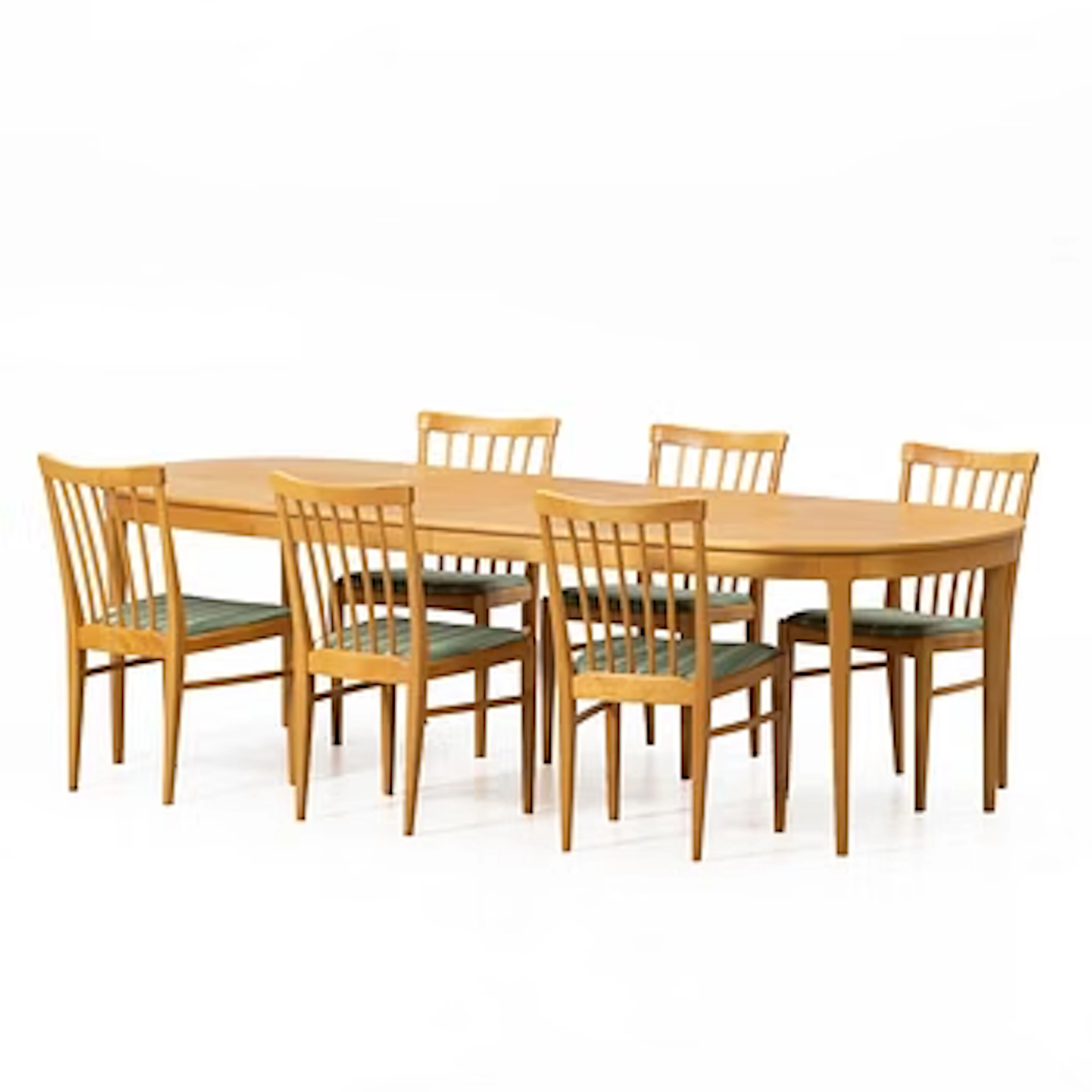 Carl Malmsten, Dining suite, 7 pieces, "Herrgården", Åfors Möbelfabrik. 1997.