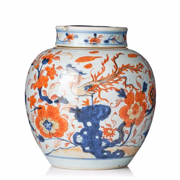 An imari jar wtih cover, Qing dynasty, 18th century.