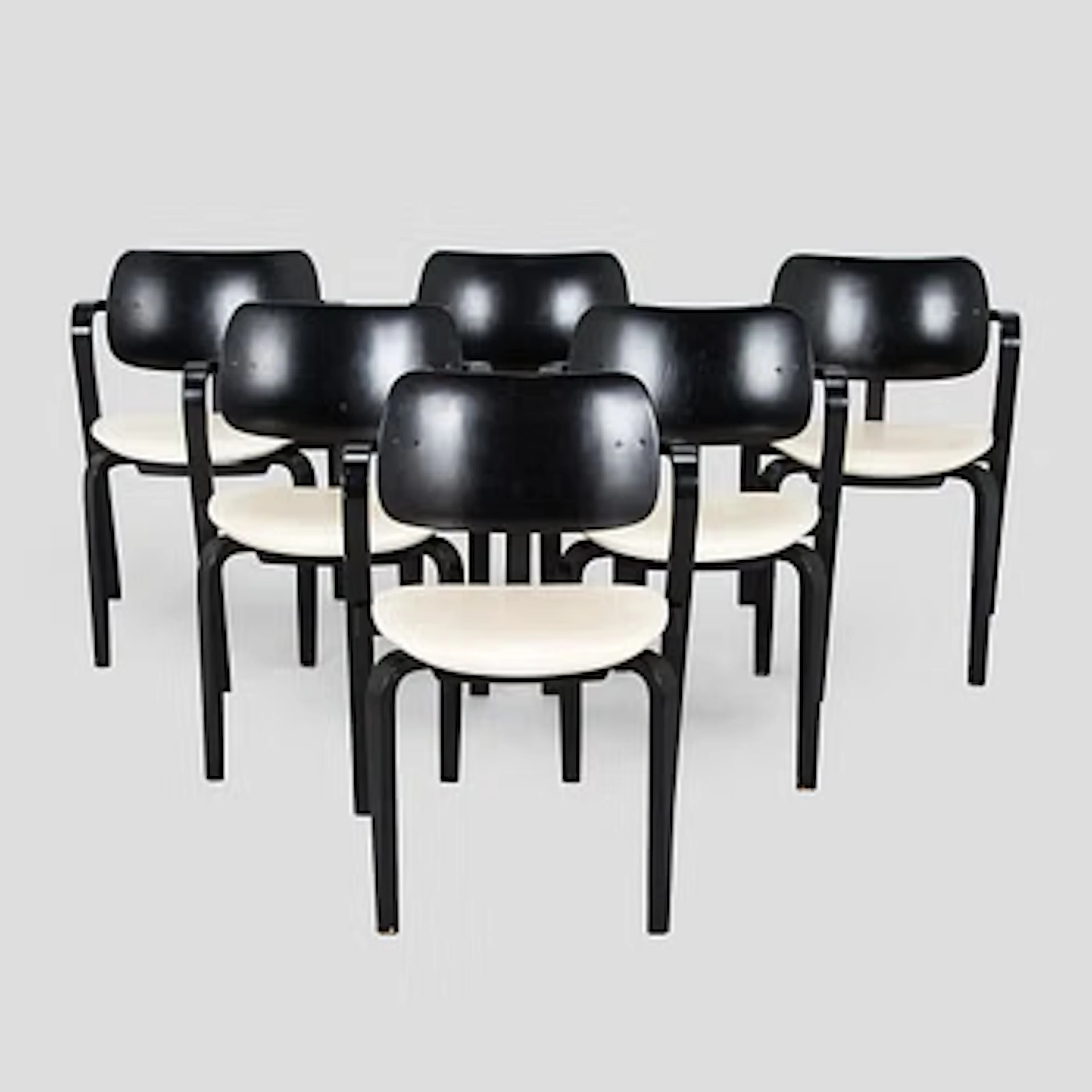 Ilmari Tapiovaara, a set of six 1960s 'Aslak' armchairs for Asko, Finland.