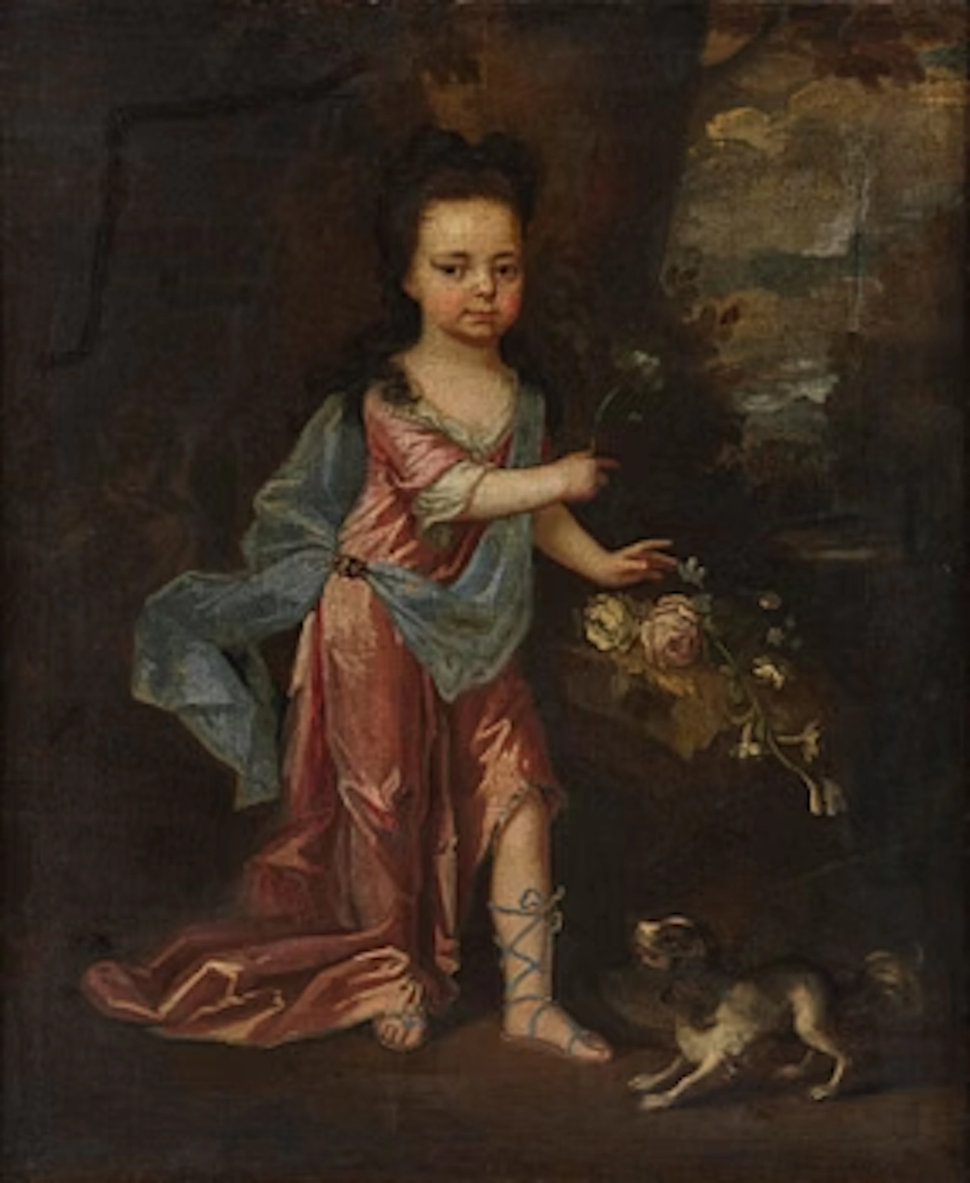 Caspar Netscher, circle of, Girl with Dog.