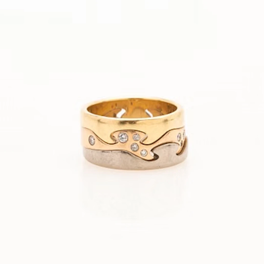 Georg Jensen, Ring, three pieces, “Fusion”, 18K gold with brilliant-cut