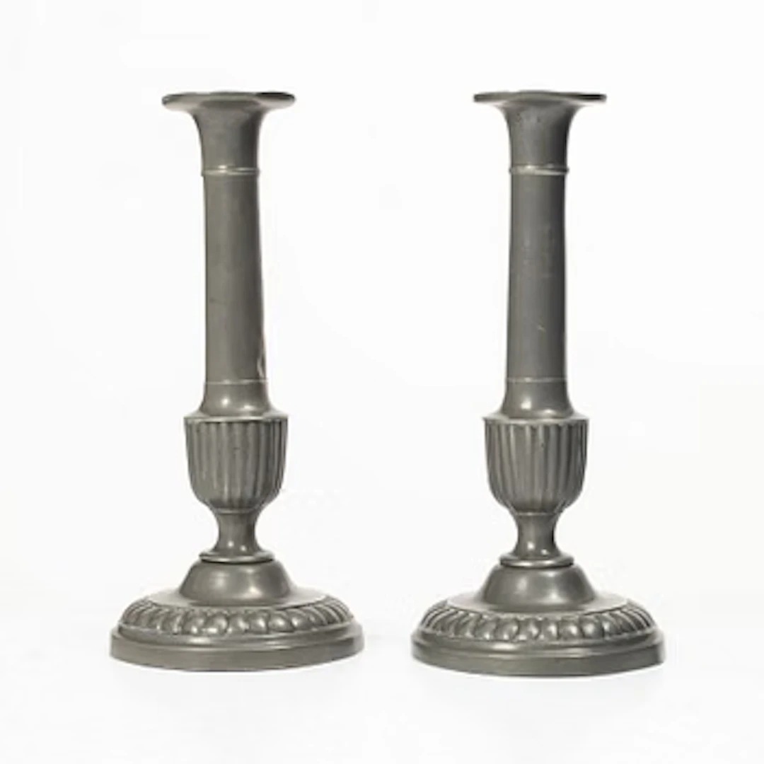 Candlesticks, a pair, pewter, Gustavian, 18th century.
