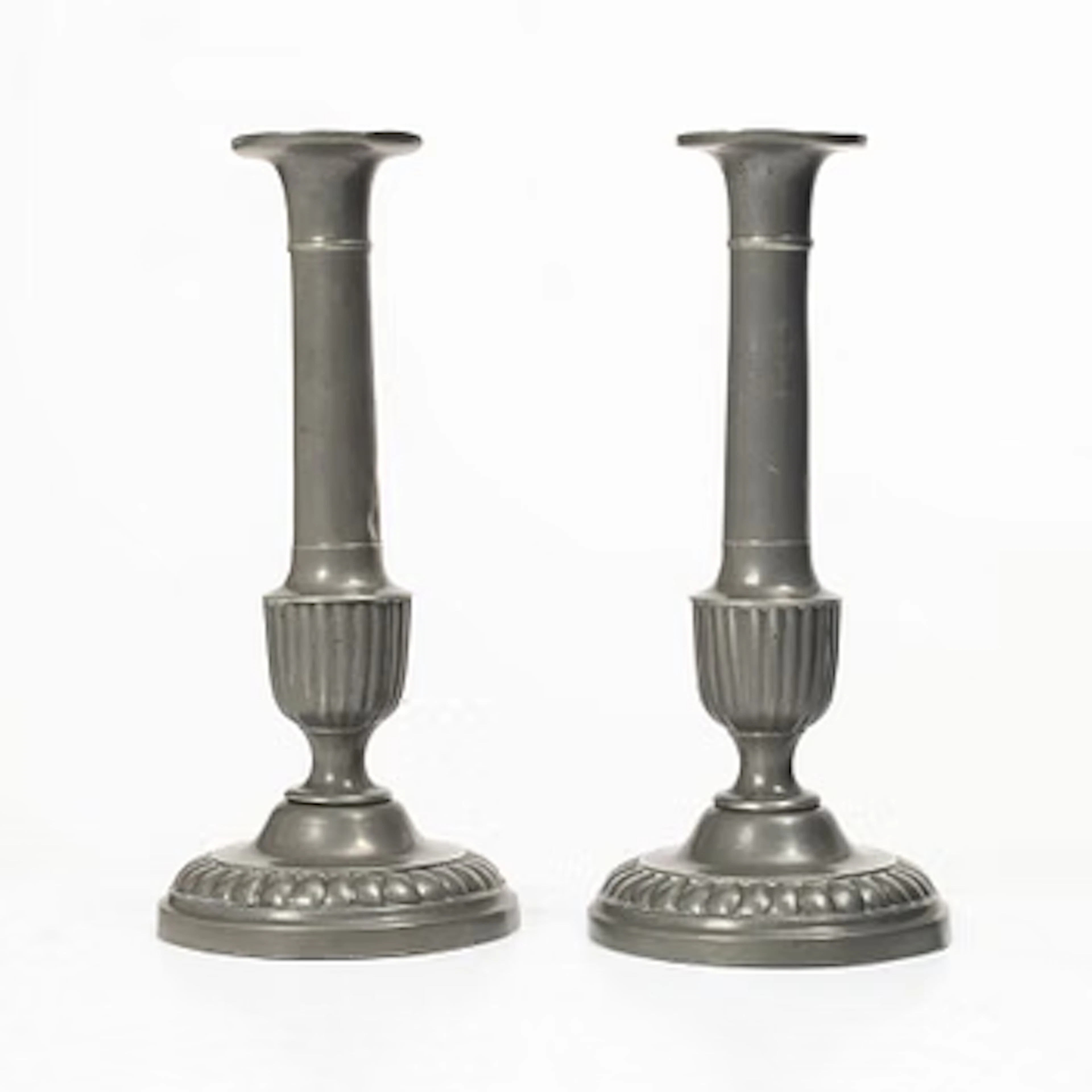 Candlesticks, a pair, pewter, Gustavian, 18th century.