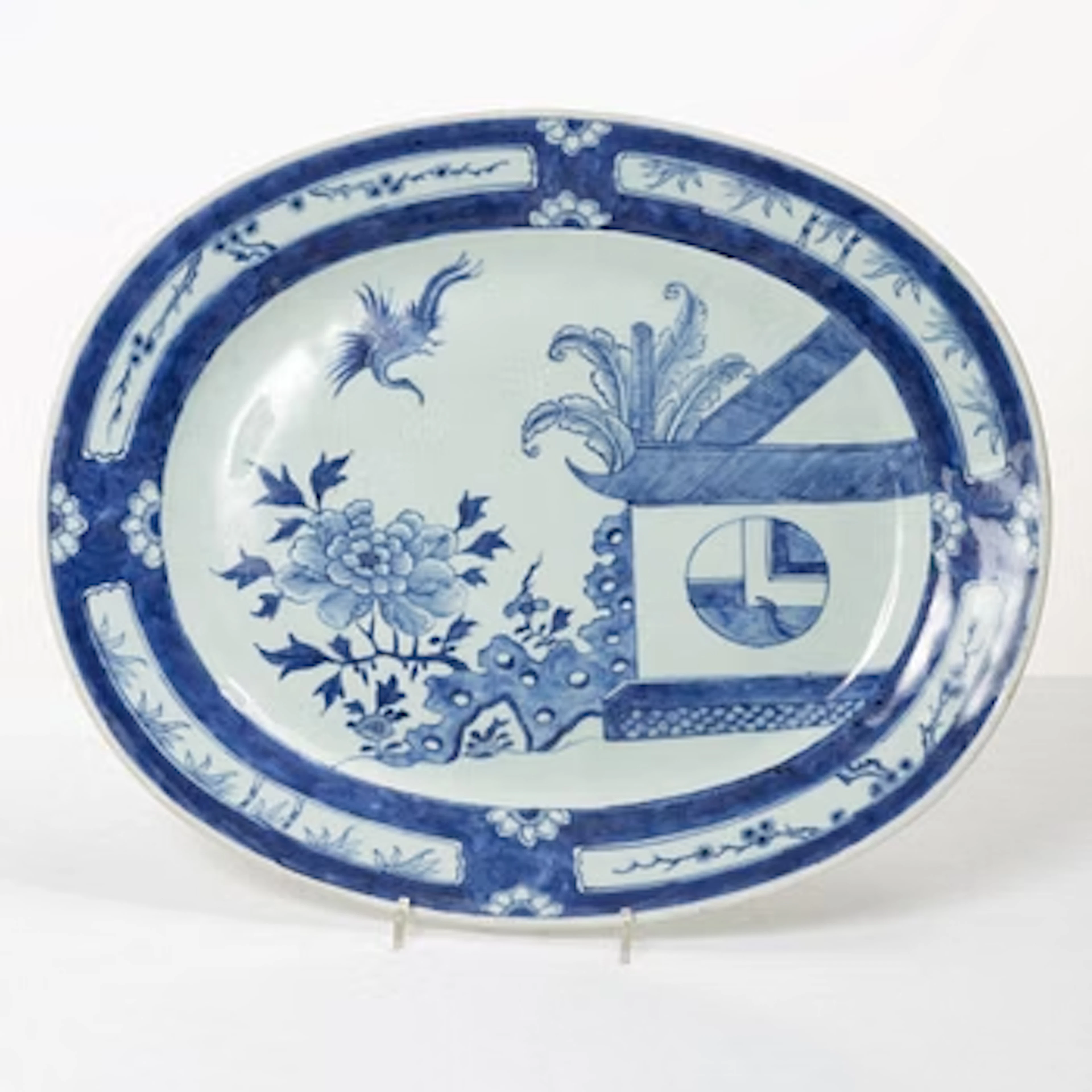 A large Chinese blue and white export porcelain "Cuckoo in the house"