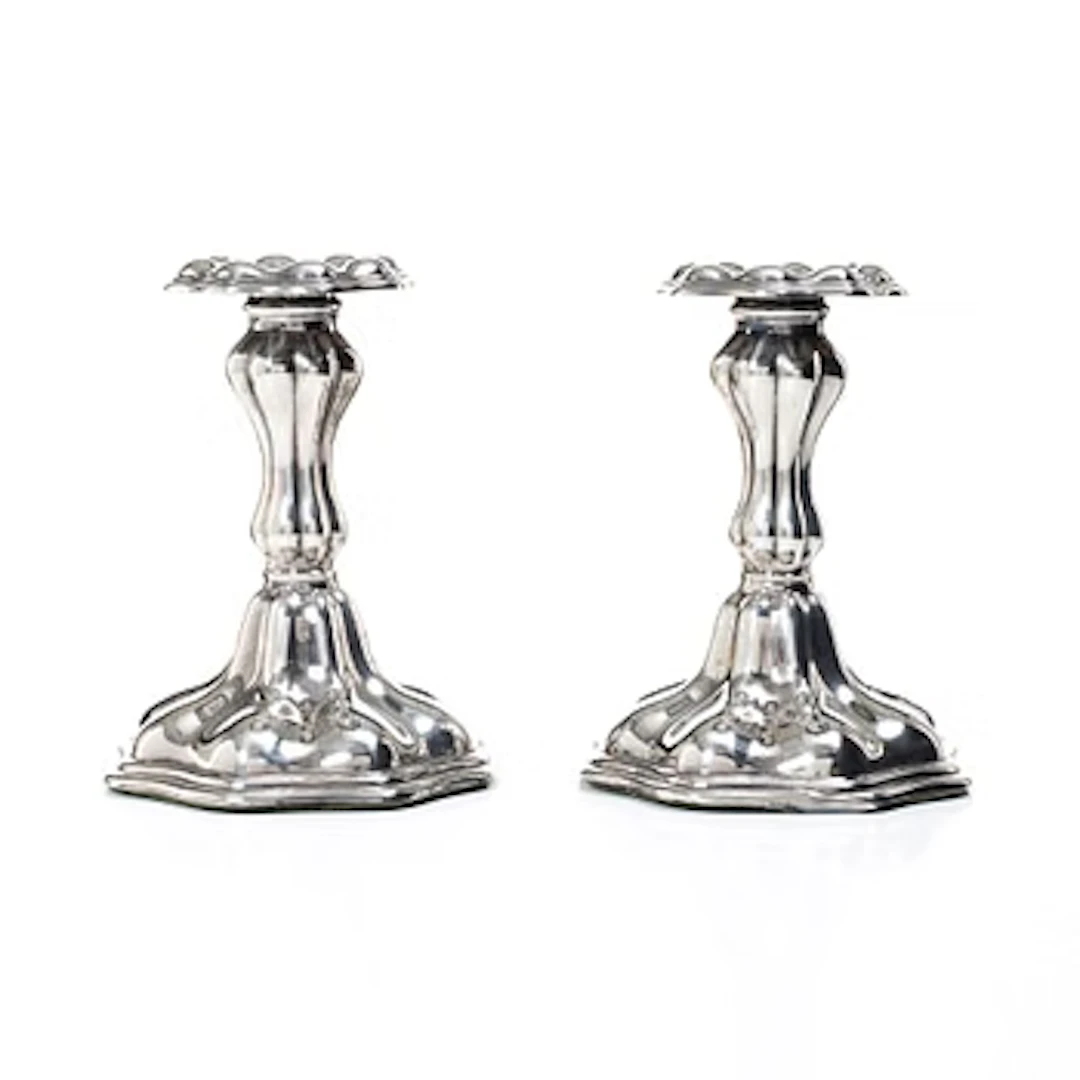 C.G. Hallberg, Candlesticks, a pair, silver, Stockholm 1957.