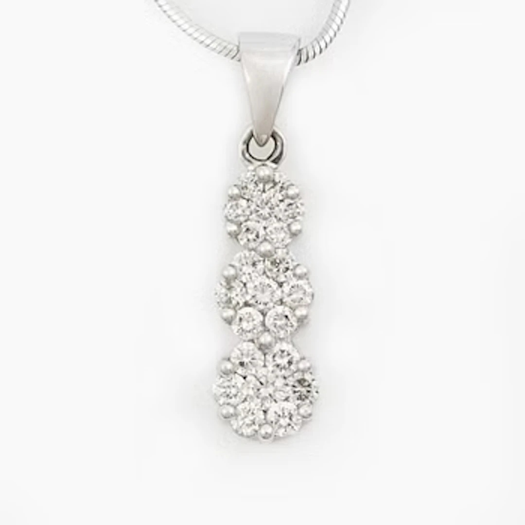 Hänge 18K vitguld med runda briljantslipade diamanter, med kedja sterlingsilver