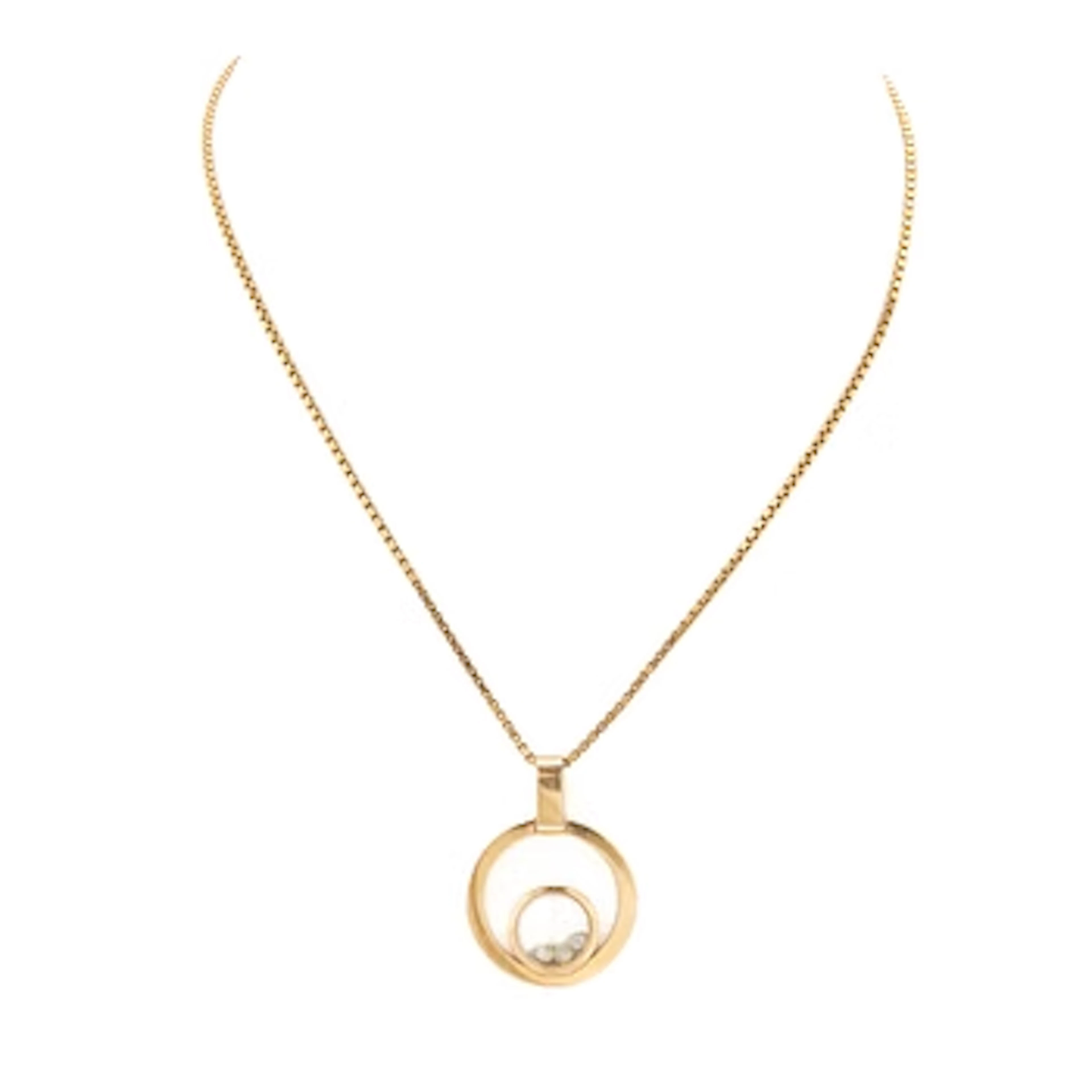 Necklace with pendant, 18K gold with brilliant-cut diamonds.