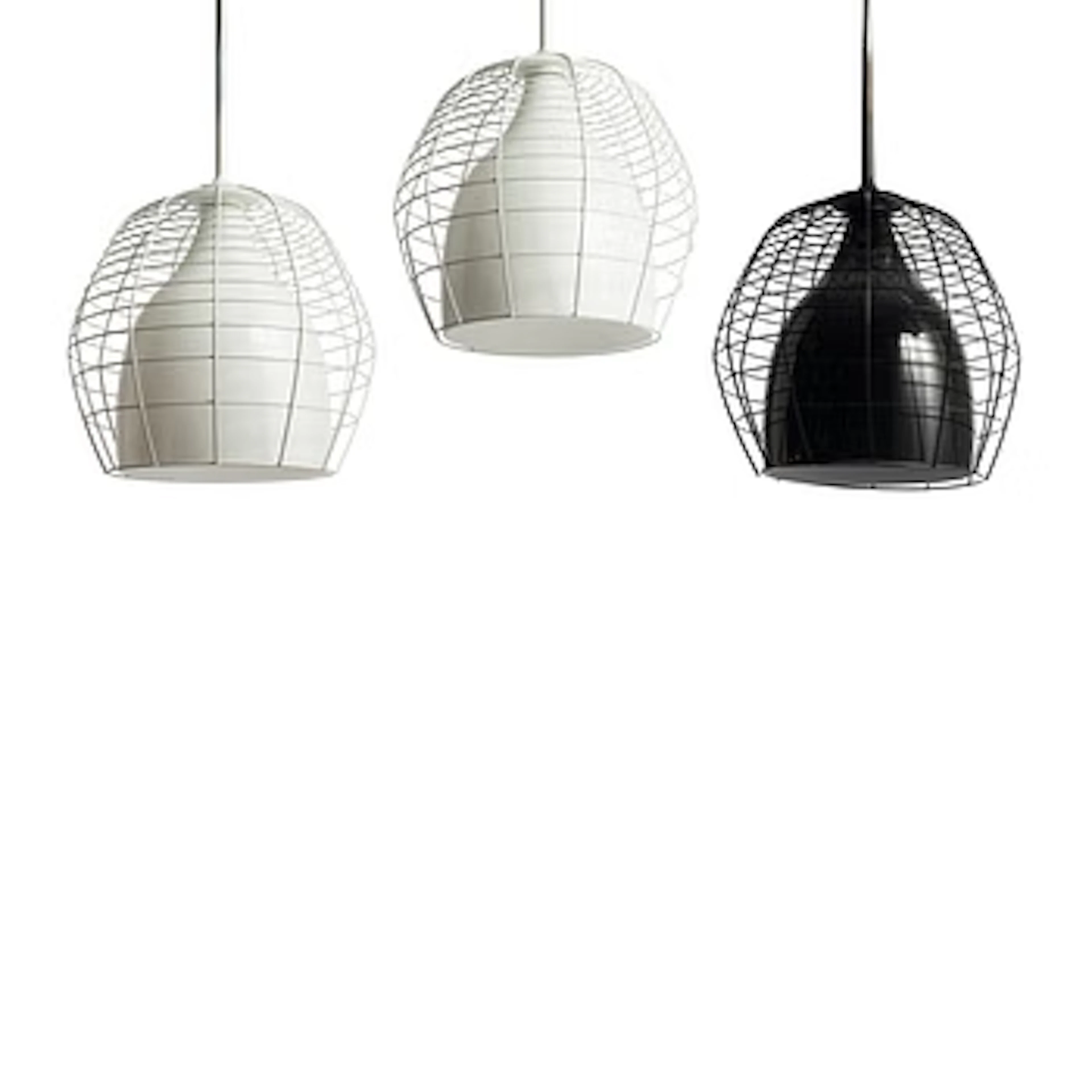 Lodes, three, 'Diesel Cage Pendant lamps', contemporary.