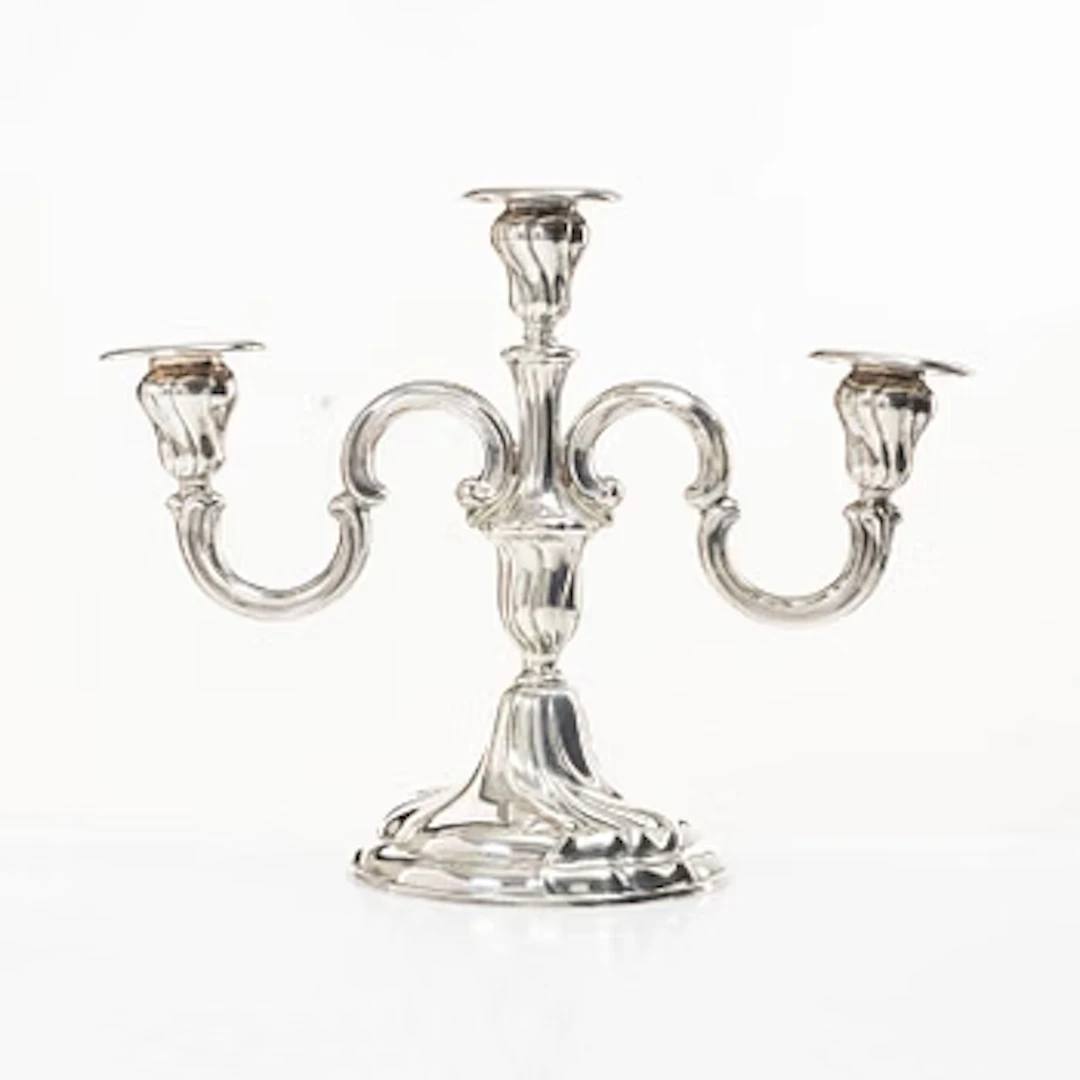 Candelabrum, silver, Rococo style, Germany, first half of the 20th century.