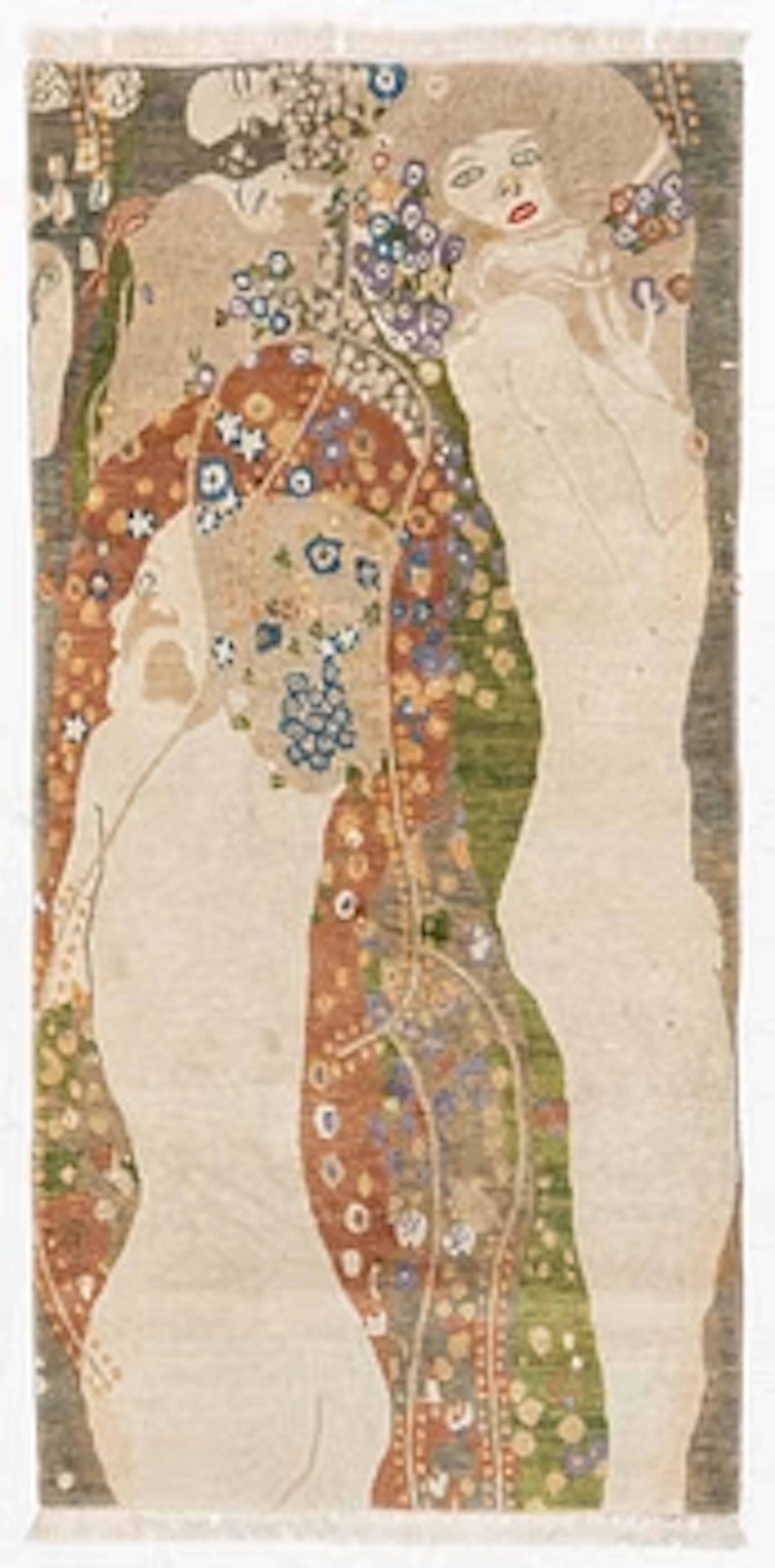 Gustav Klimt, after, a tufted rug, 'Wasserschlangen II', c. 164 x 81 cm.