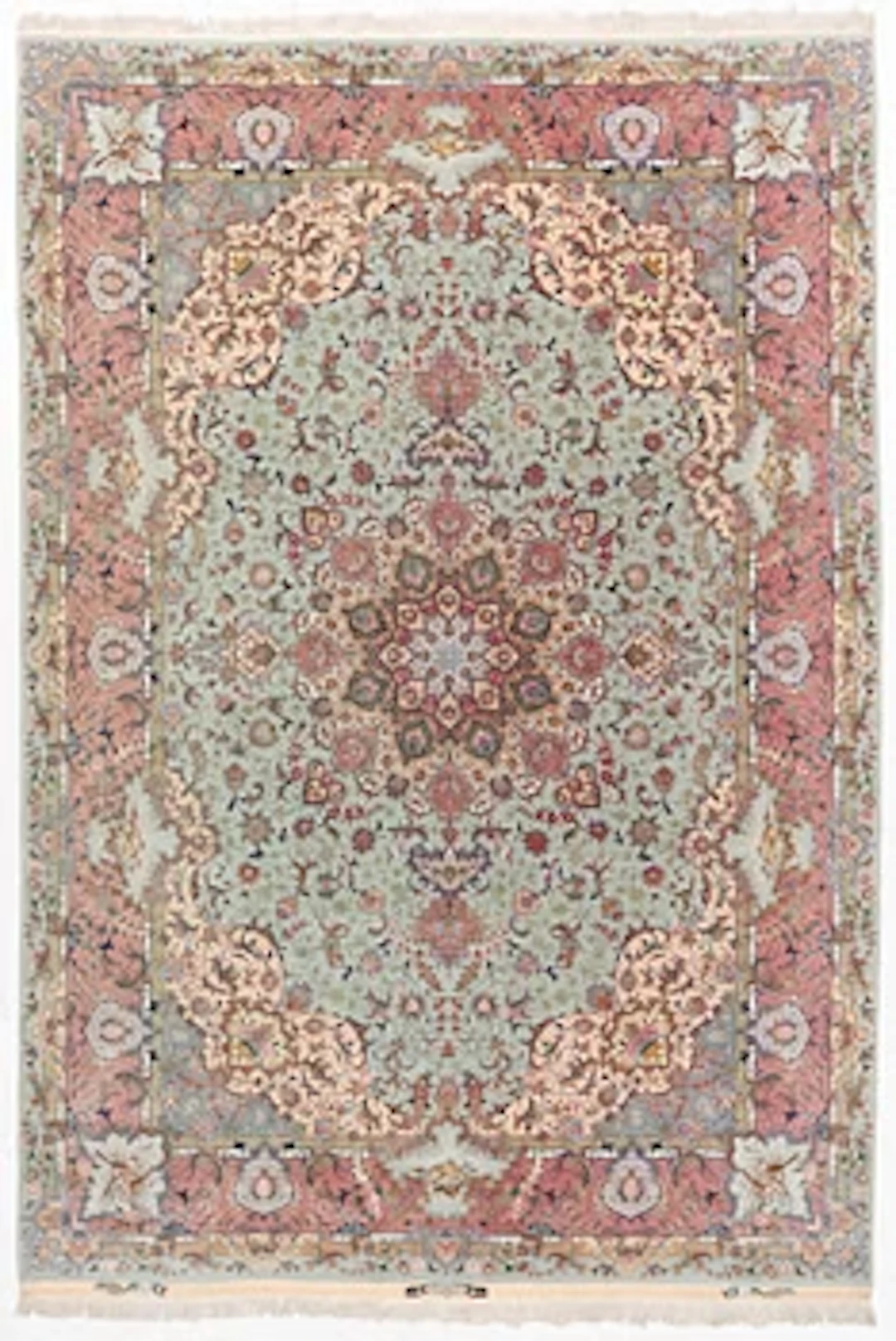 A Tabriz carpet, part silk, approx. 367 x 250 cm.