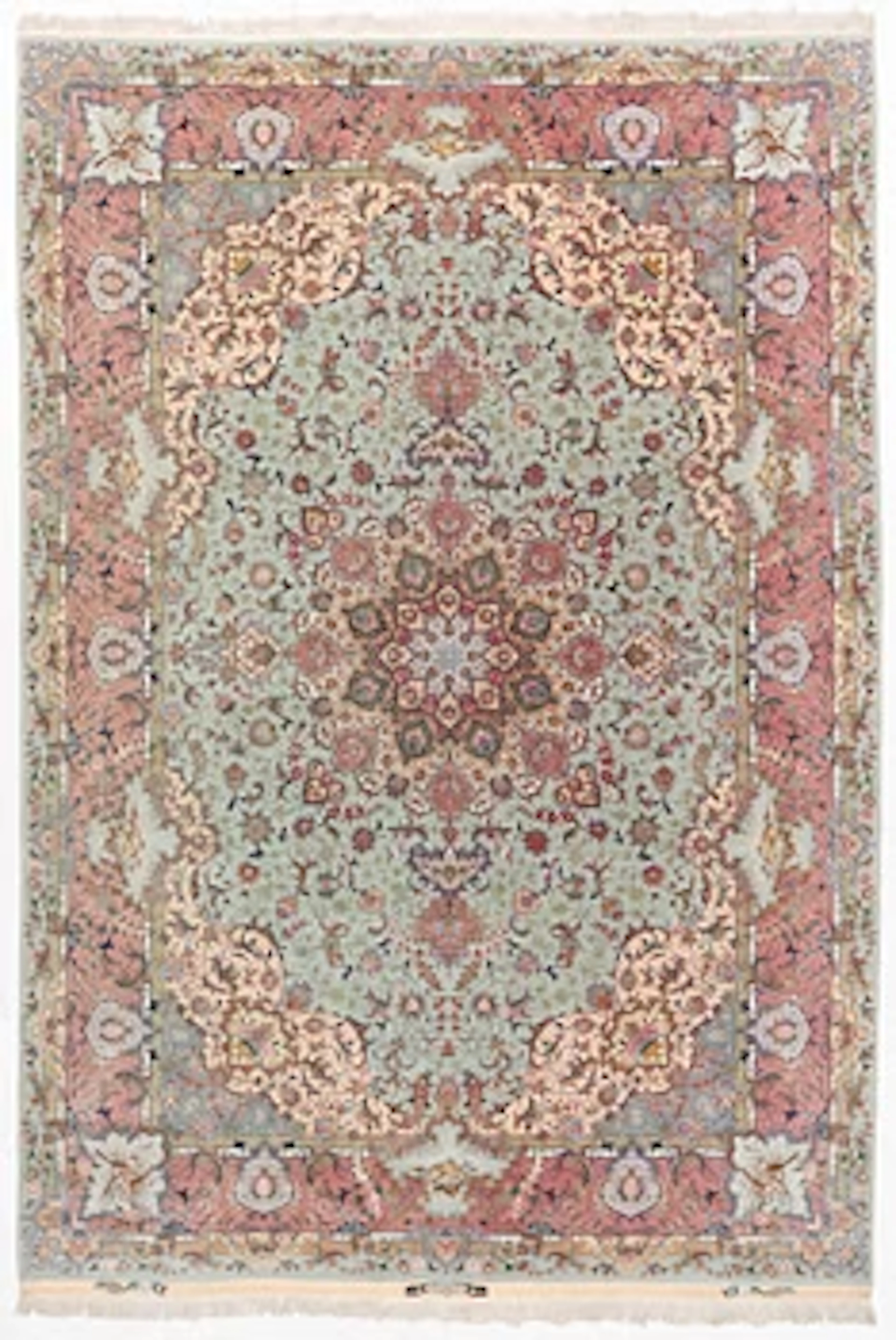 A Tabriz carpet, part silk, approx. 367 x 250 cm.