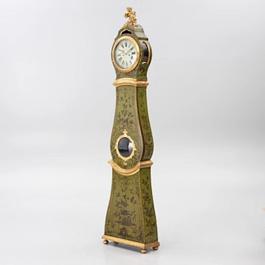 A rococo longcase clock by P. Malm (watchmaker in Stockholm 1766-96).