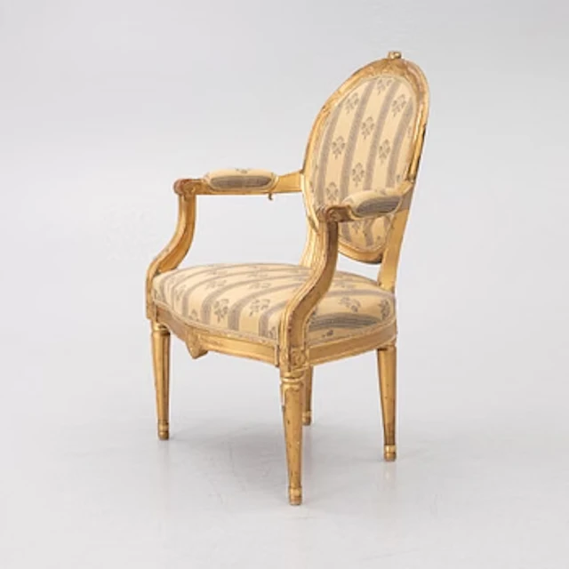 A Gustavian armchair, late 18th century.
