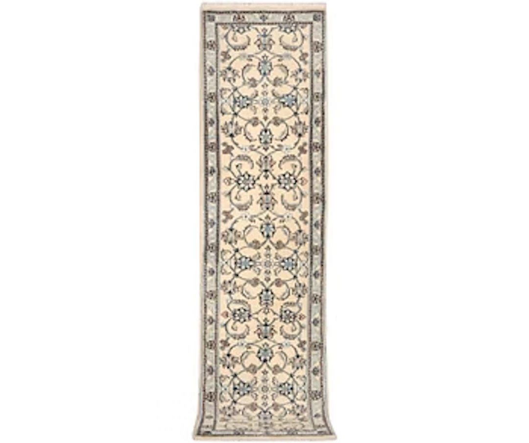A Nain runner, part silk, c. 288 x 64 cm.
