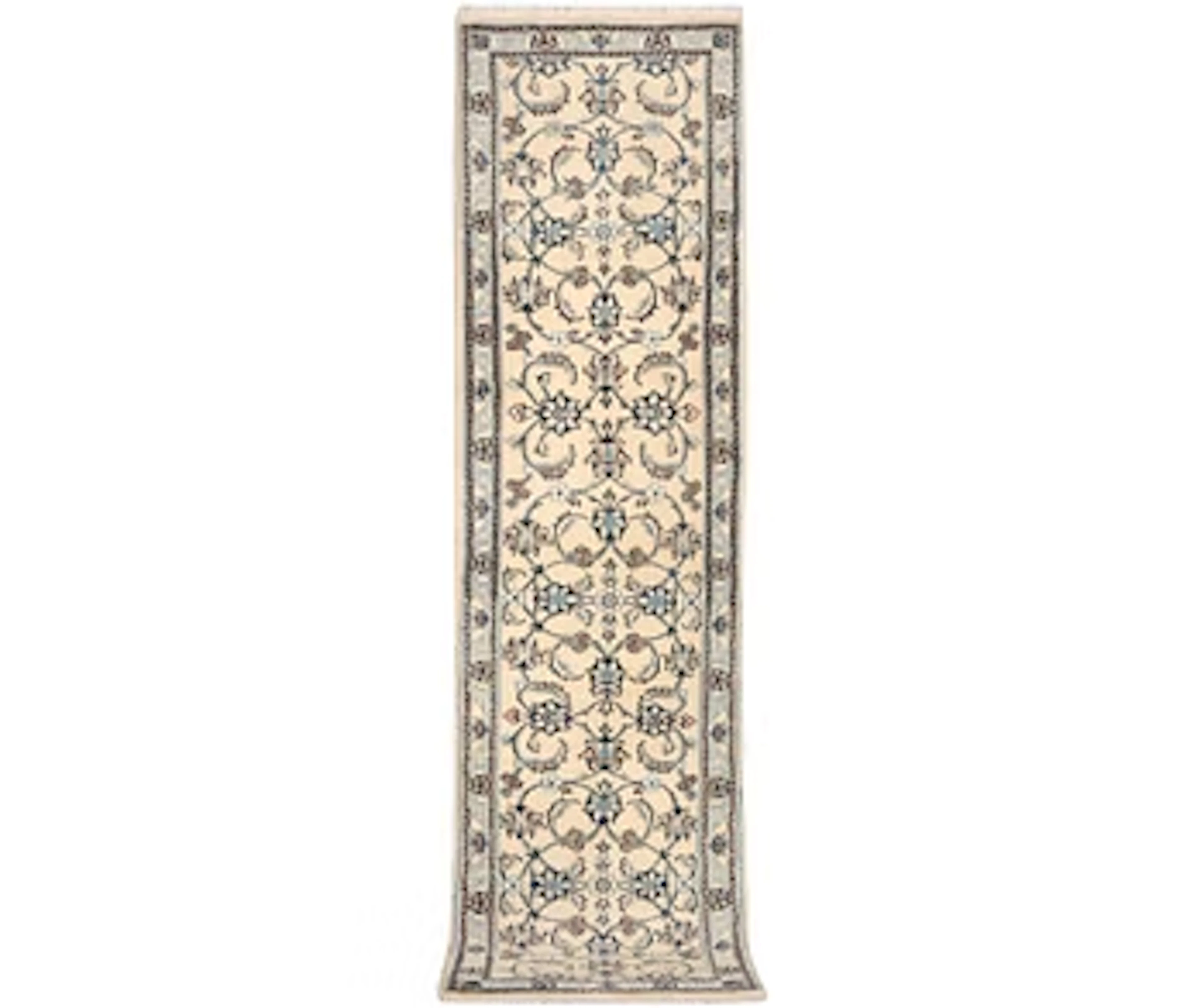 A Nain runner, part silk, c. 288 x 64 cm.