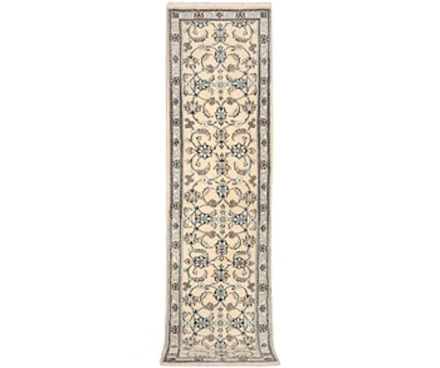 A Nain runner, part silk, c. 288 x 64 cm.