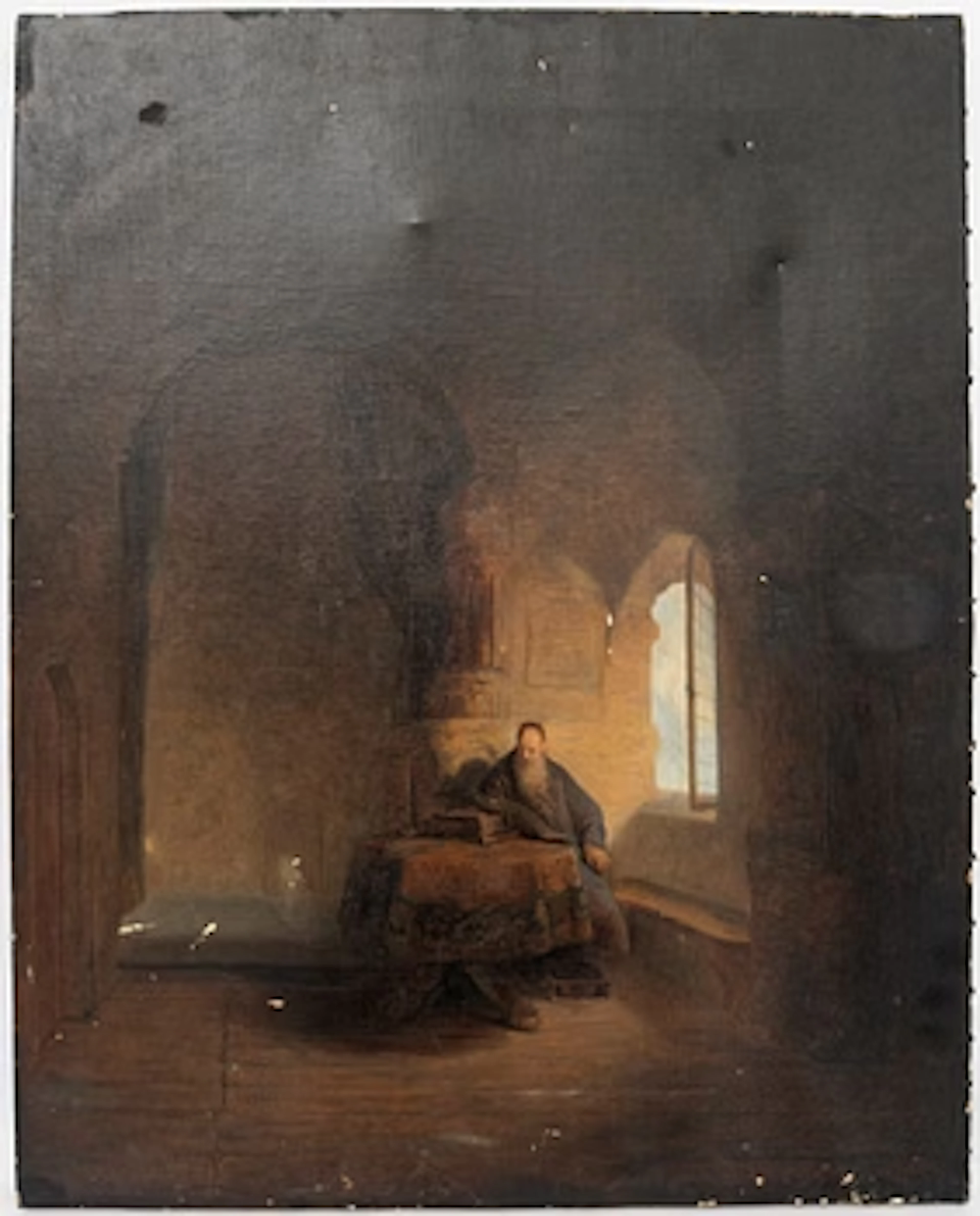 Hildegard Norberg, Interior with Monk by a Window, after Rembrandt