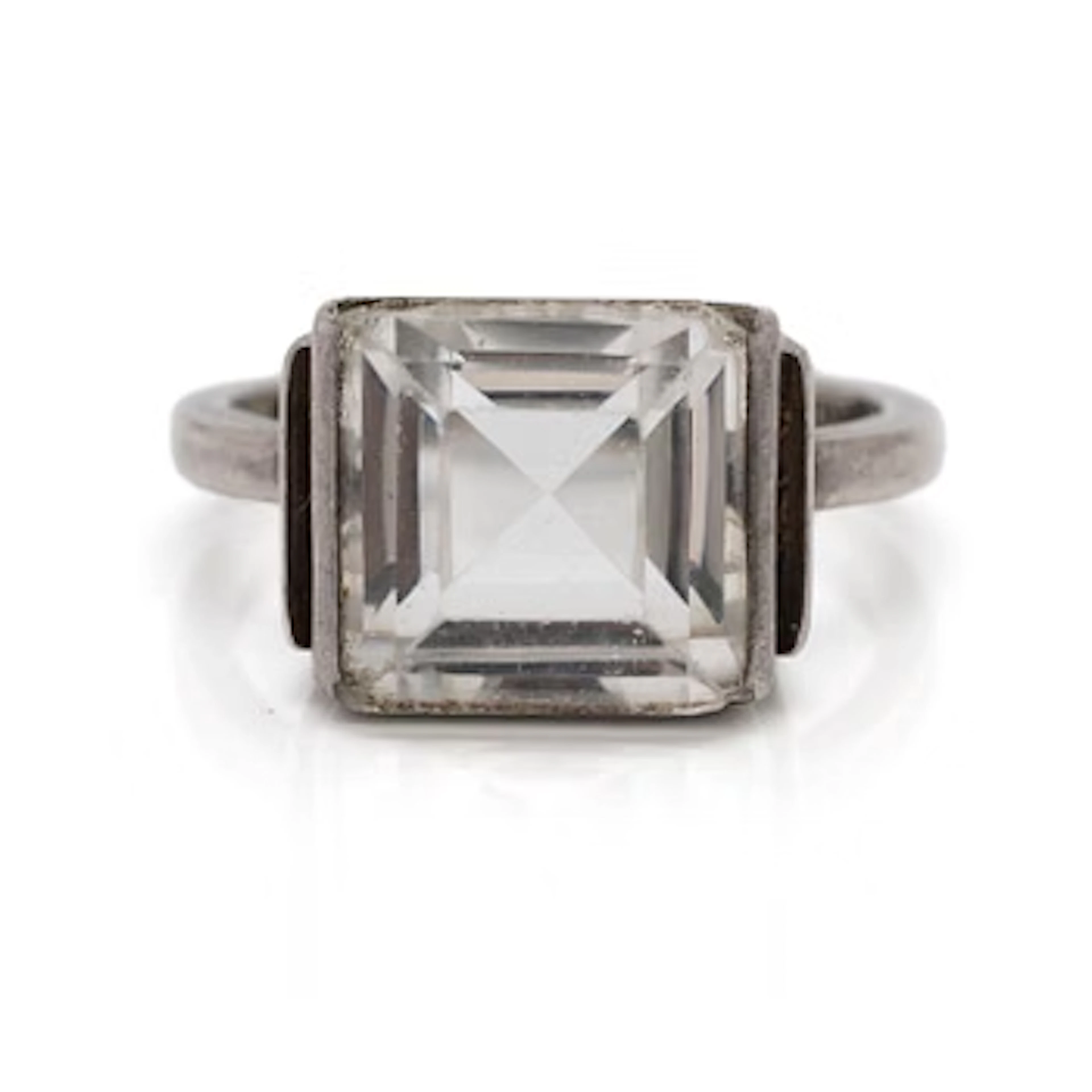Wiwen Nilsson, Ring, sterling silver with faceted rock crystal, Lund 1947.