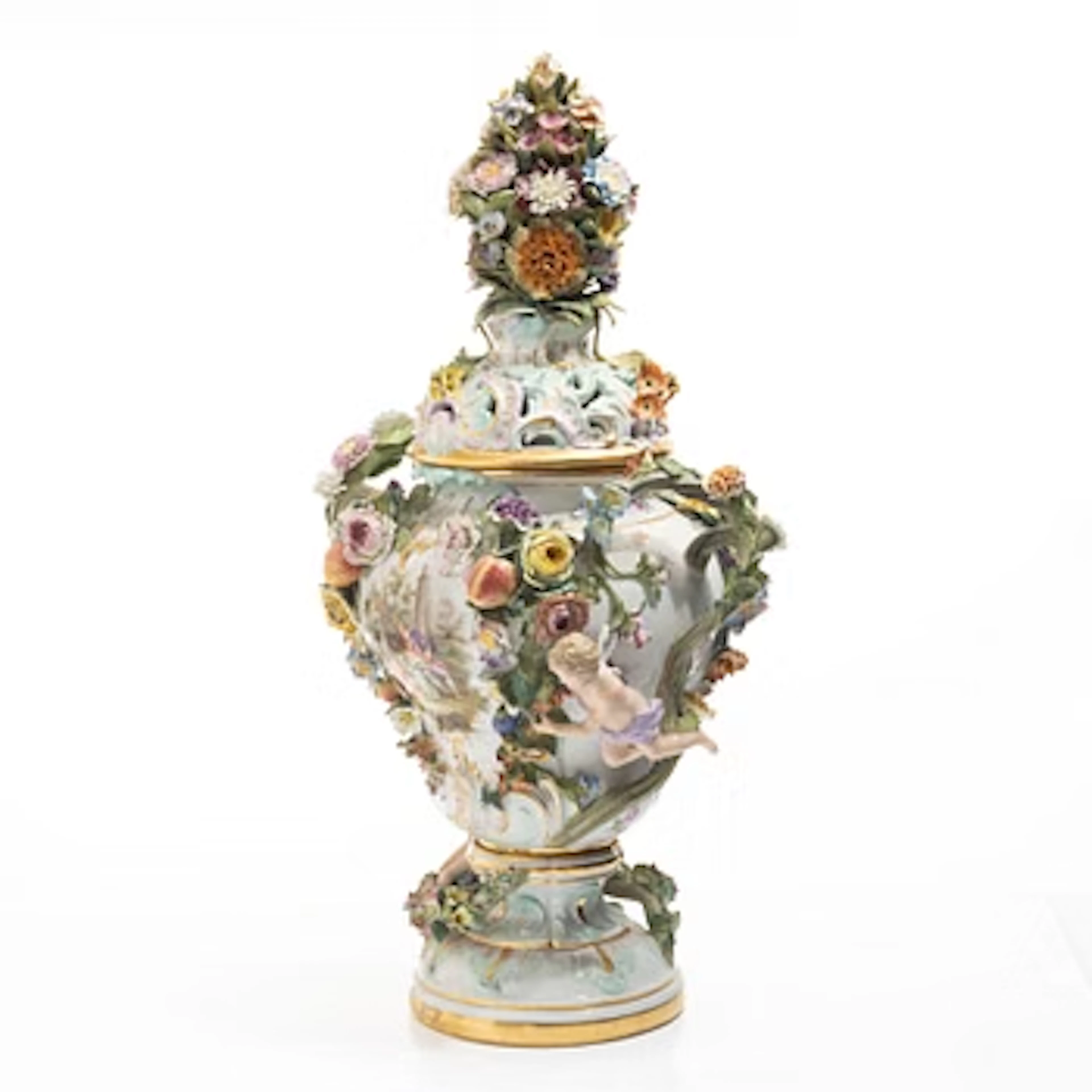 Meissen, Ornamental urn/covered urn, porcelain, late 19th century.