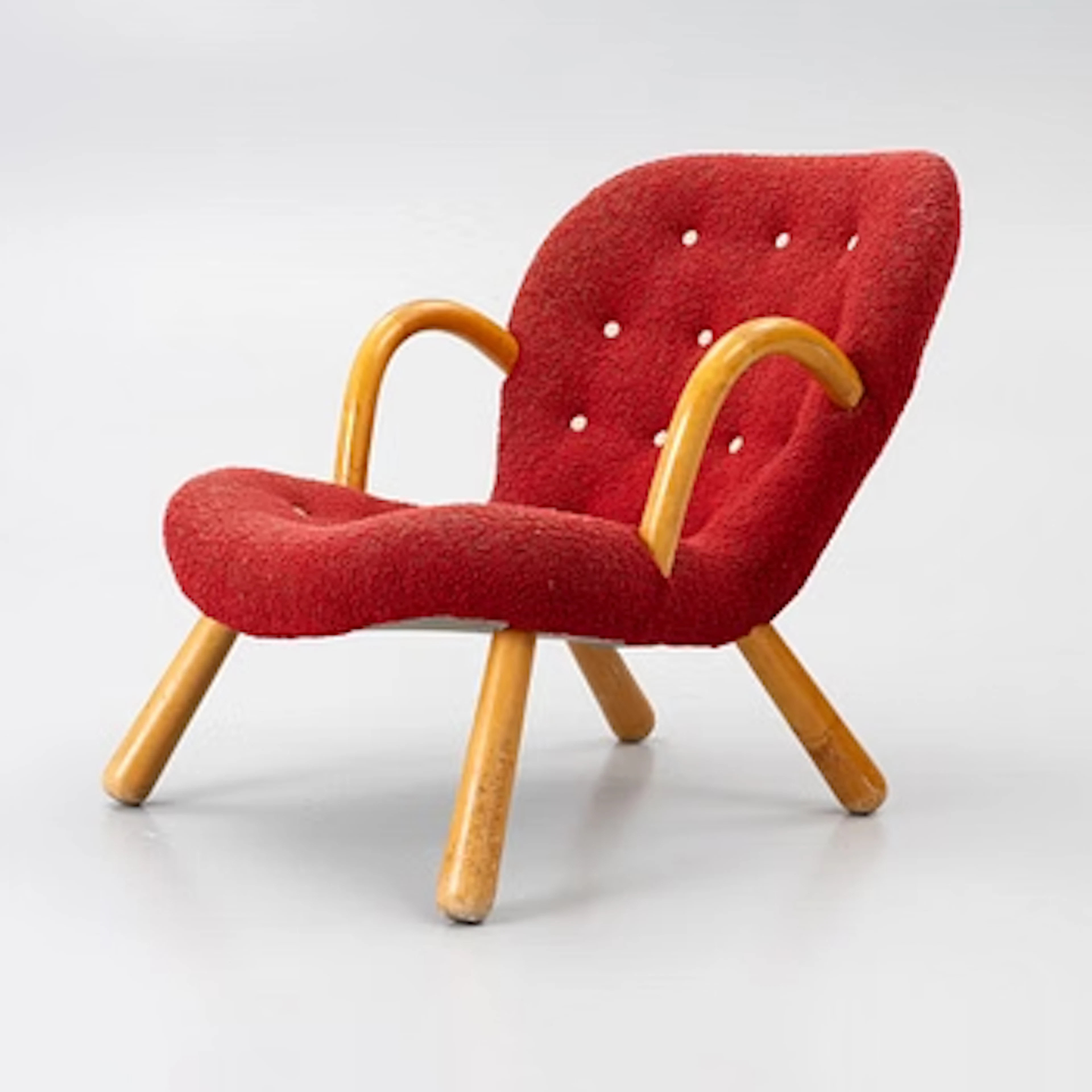 Scandinavian Modern, armchair, Musling/Clam Chair, 1940s/50s.