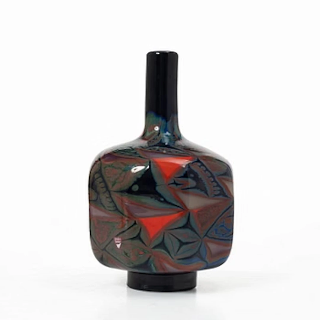 Eva Englund, Vase, glass, “Millefiore Röd”, Orrefors Gallery, 1990.