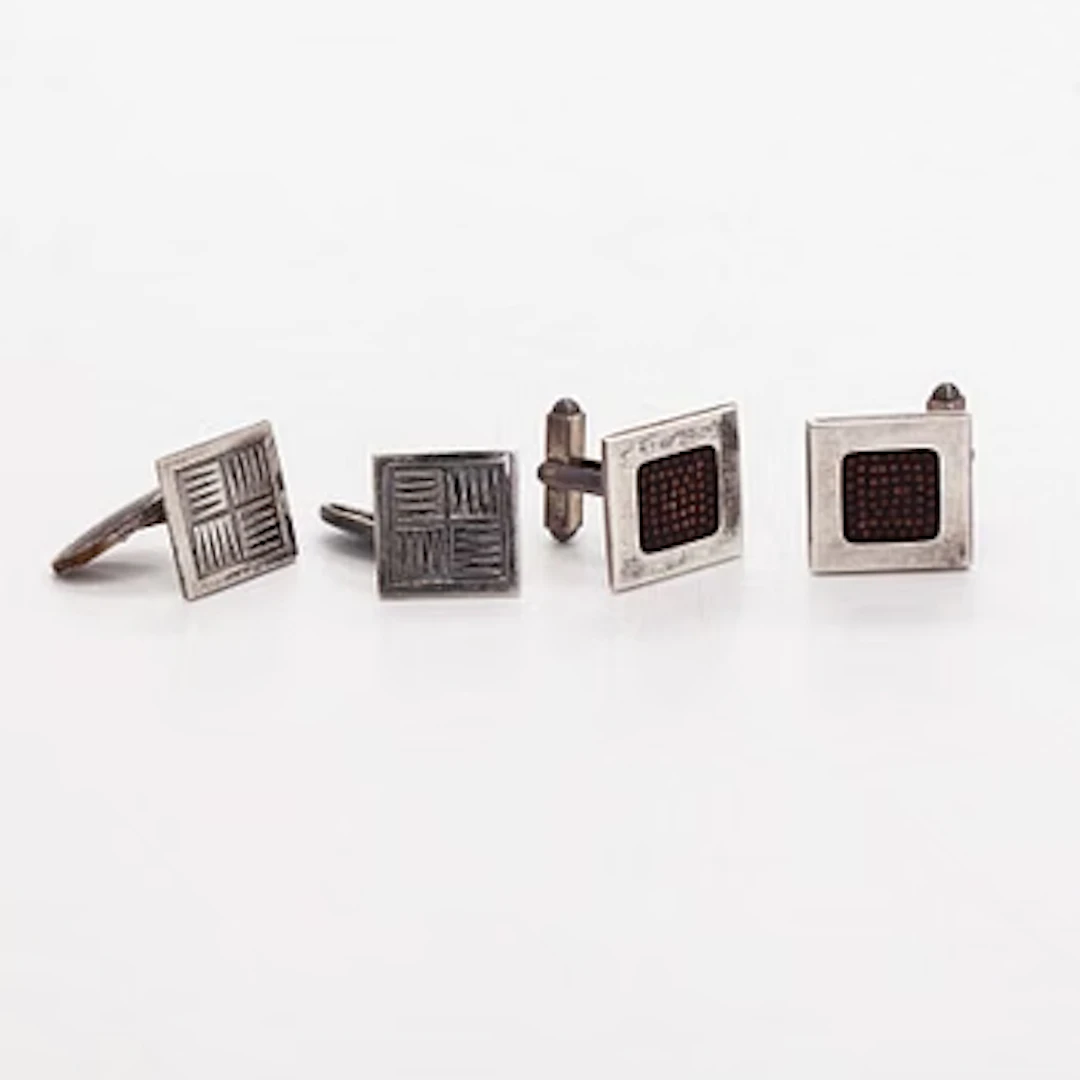 Cufflinks, 2 pairs, silver, enamel. Tillander, Helsinki 1964.
