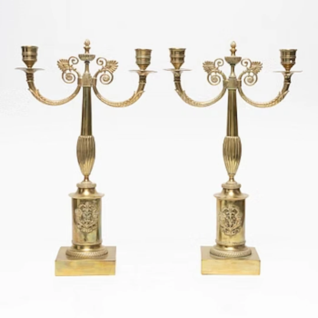 Pair of candelabra, late Empire, mid-19th Century.