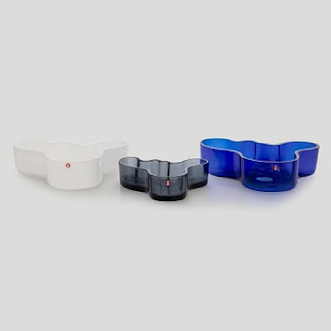 Alvar & Aino Aalto, a set of three glass bowls, Iittala, 2000s.