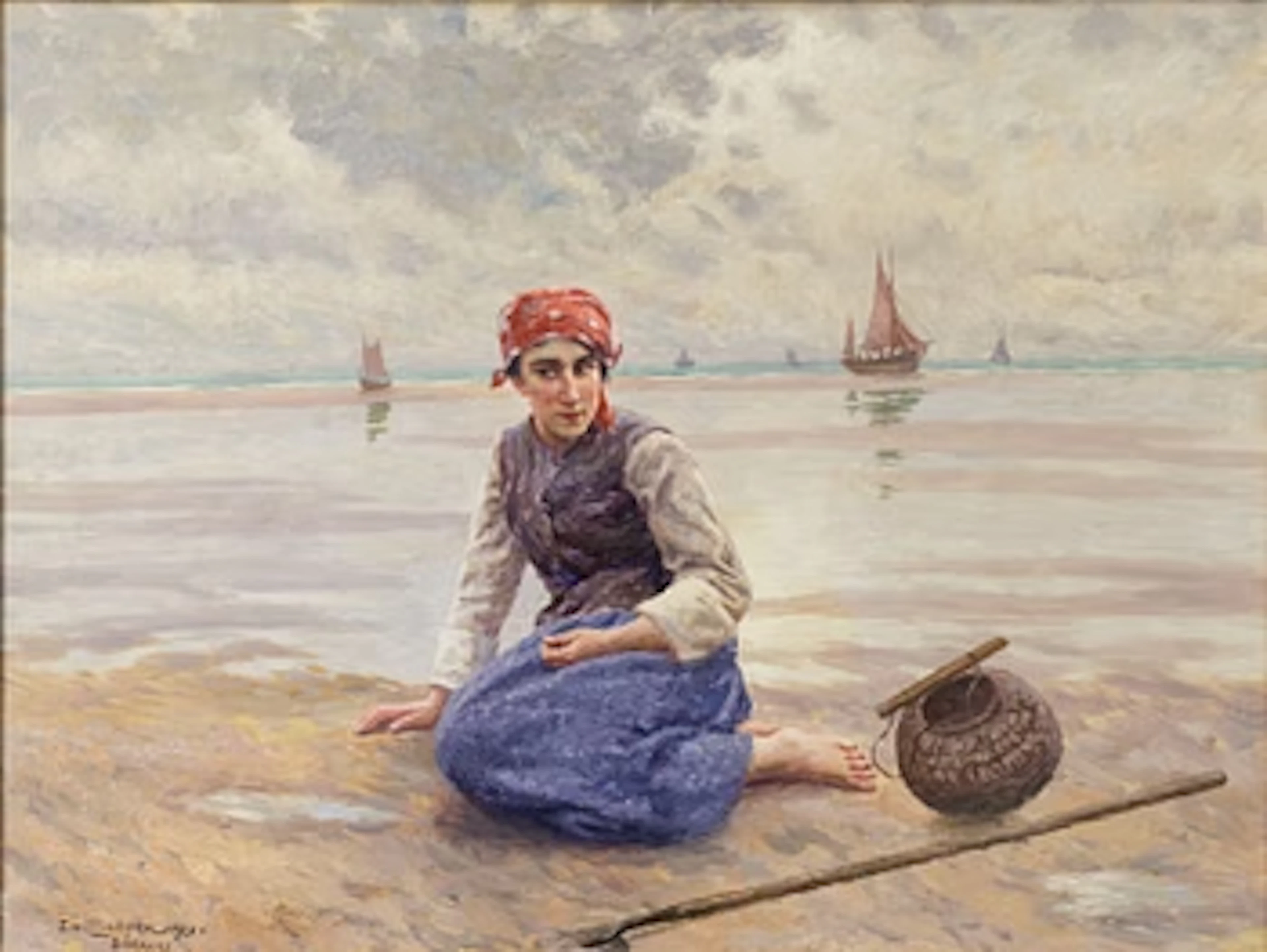 Emil Lindgren, Woman on a beach in Brittany.