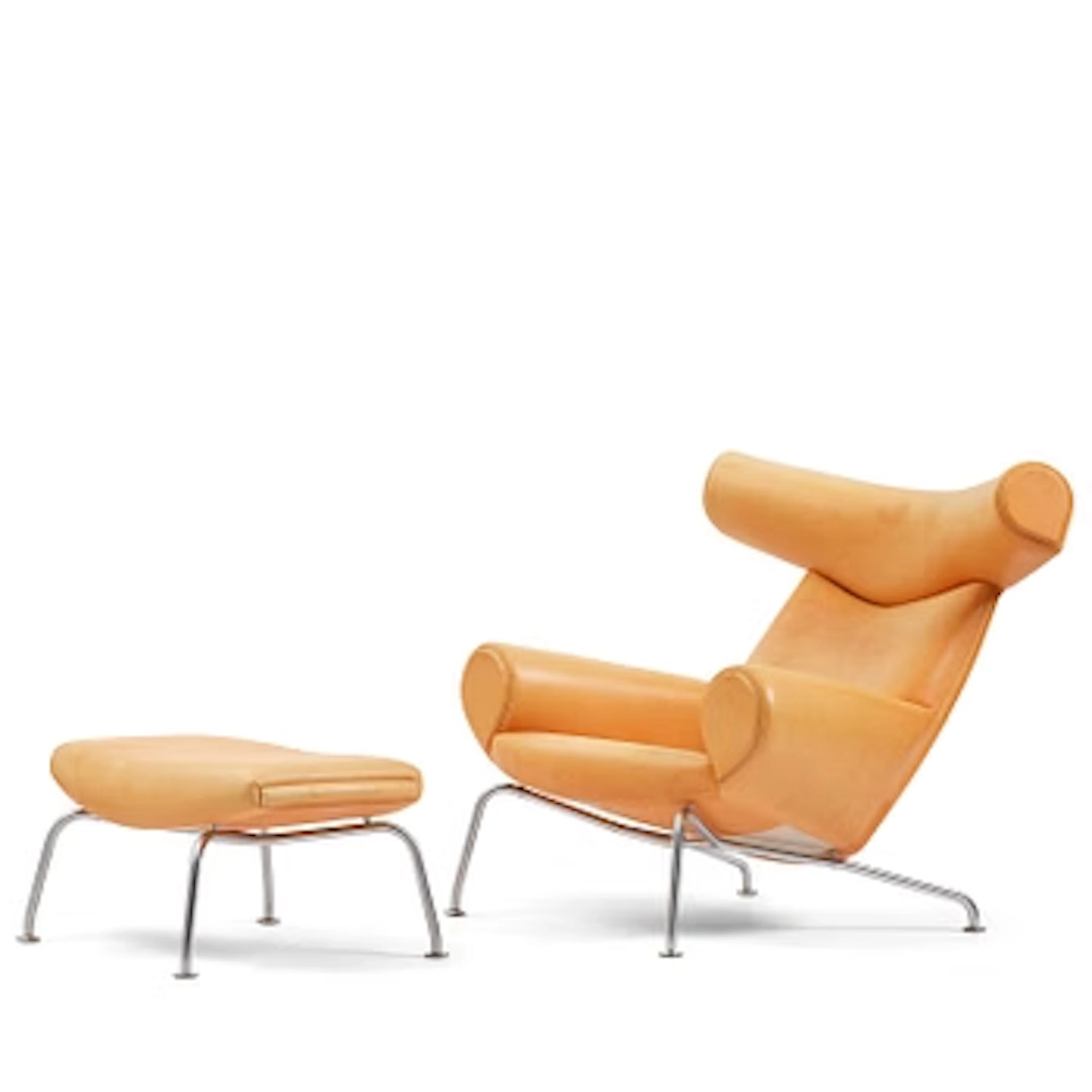 Hans J. Wegner, an “Ox Chair” with footstool, Erik Jørgensen, Denmark.