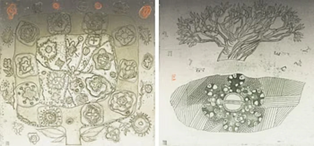 Vive Tolli, Two etchings in a cardboard box.