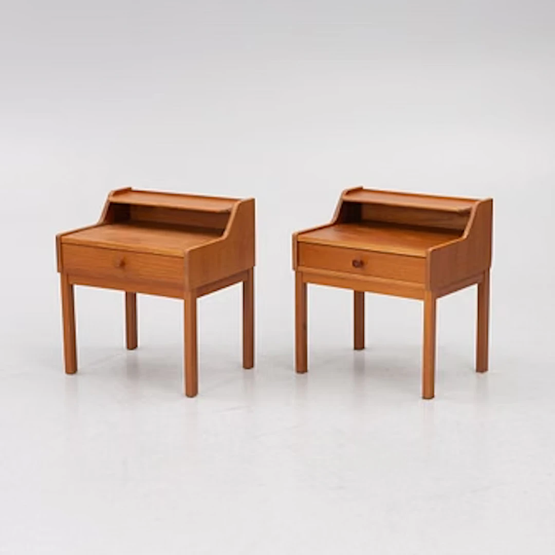 Bedside tables, a pair, second half of the 20th century.