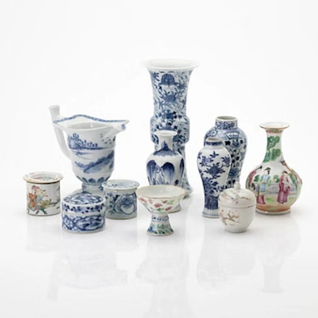 Lot of porcelain, 11 pieces, miniatures, China, 18th/19th century.